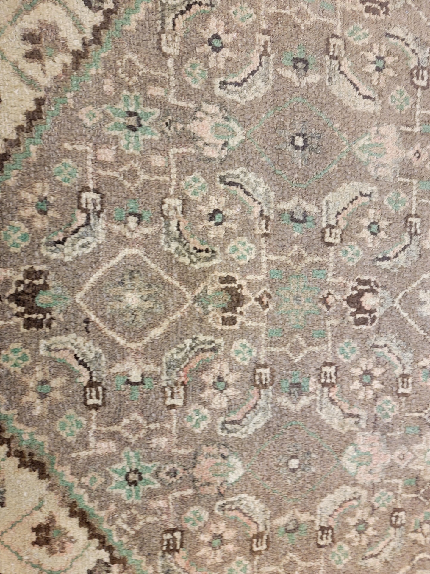 Antique Hand-Knotted Wool Runner Mahal 3'2" x 13'