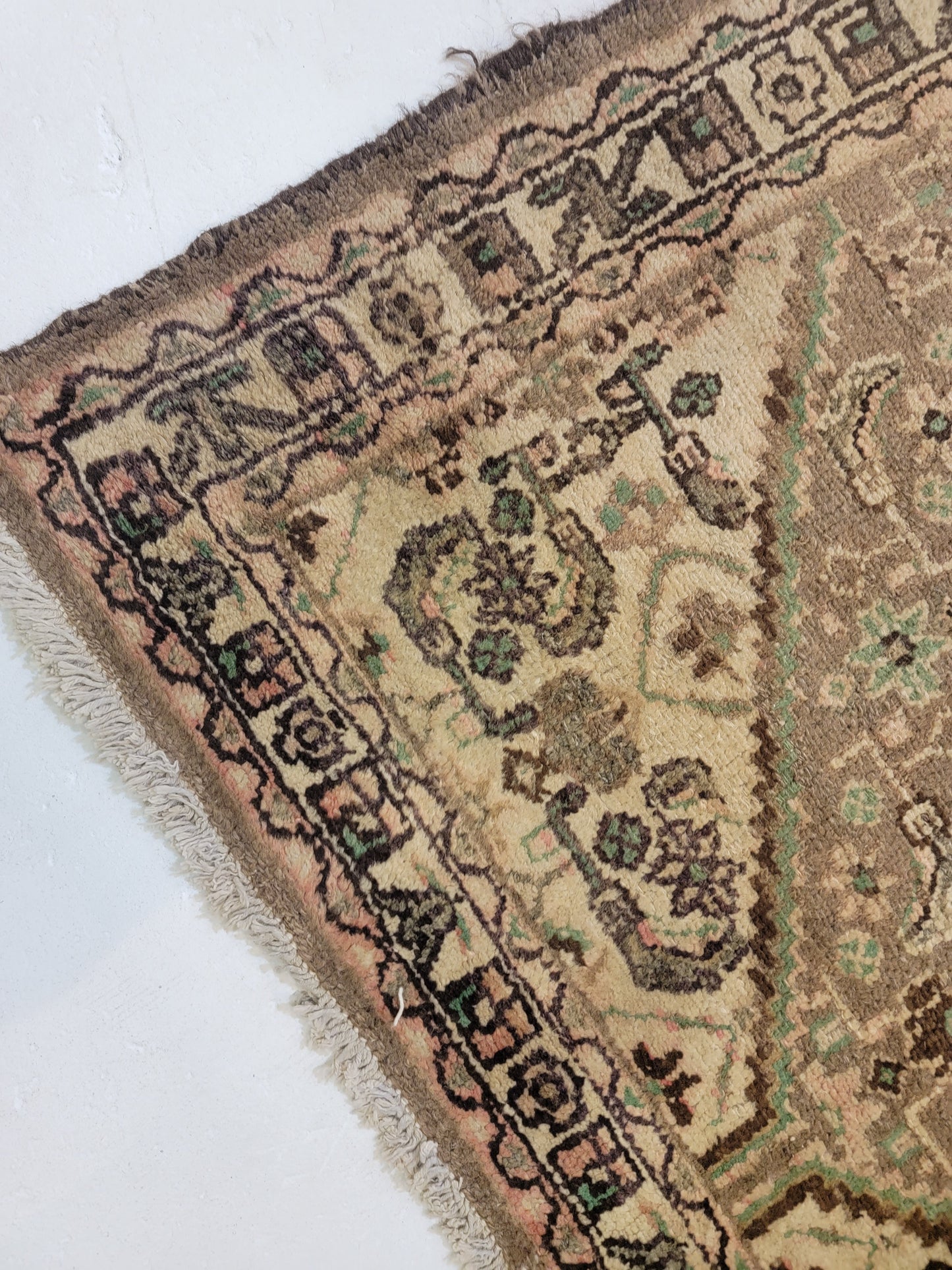 Antique Hand-Knotted Wool Runner Mahal 3'2" x 13'
