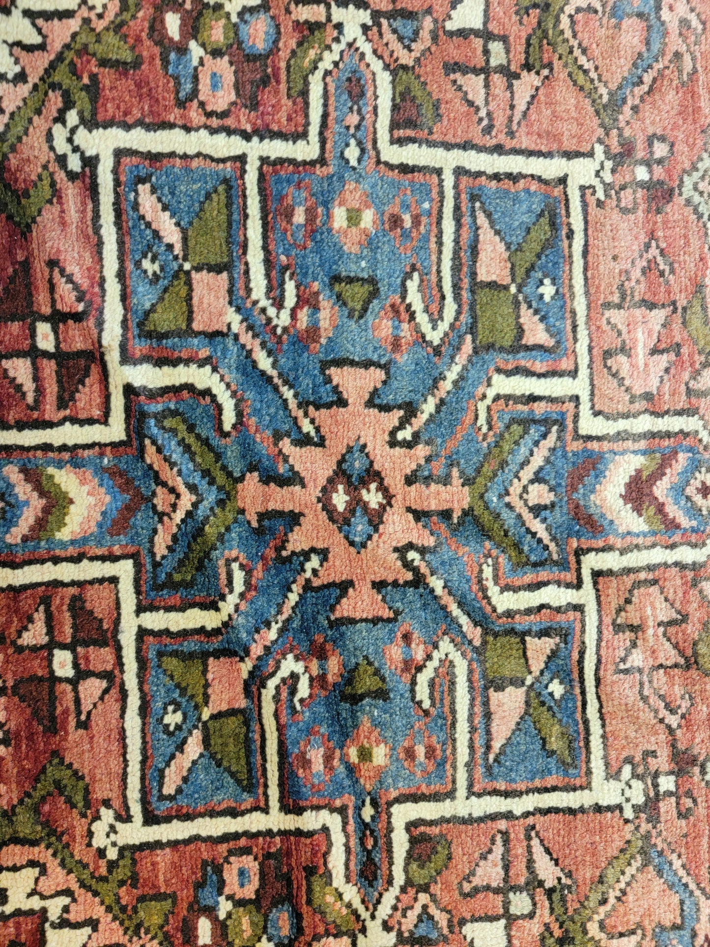 Antique Hand-Knotted Wool Runner Heriz Karajeh 3'2" x 11'9"