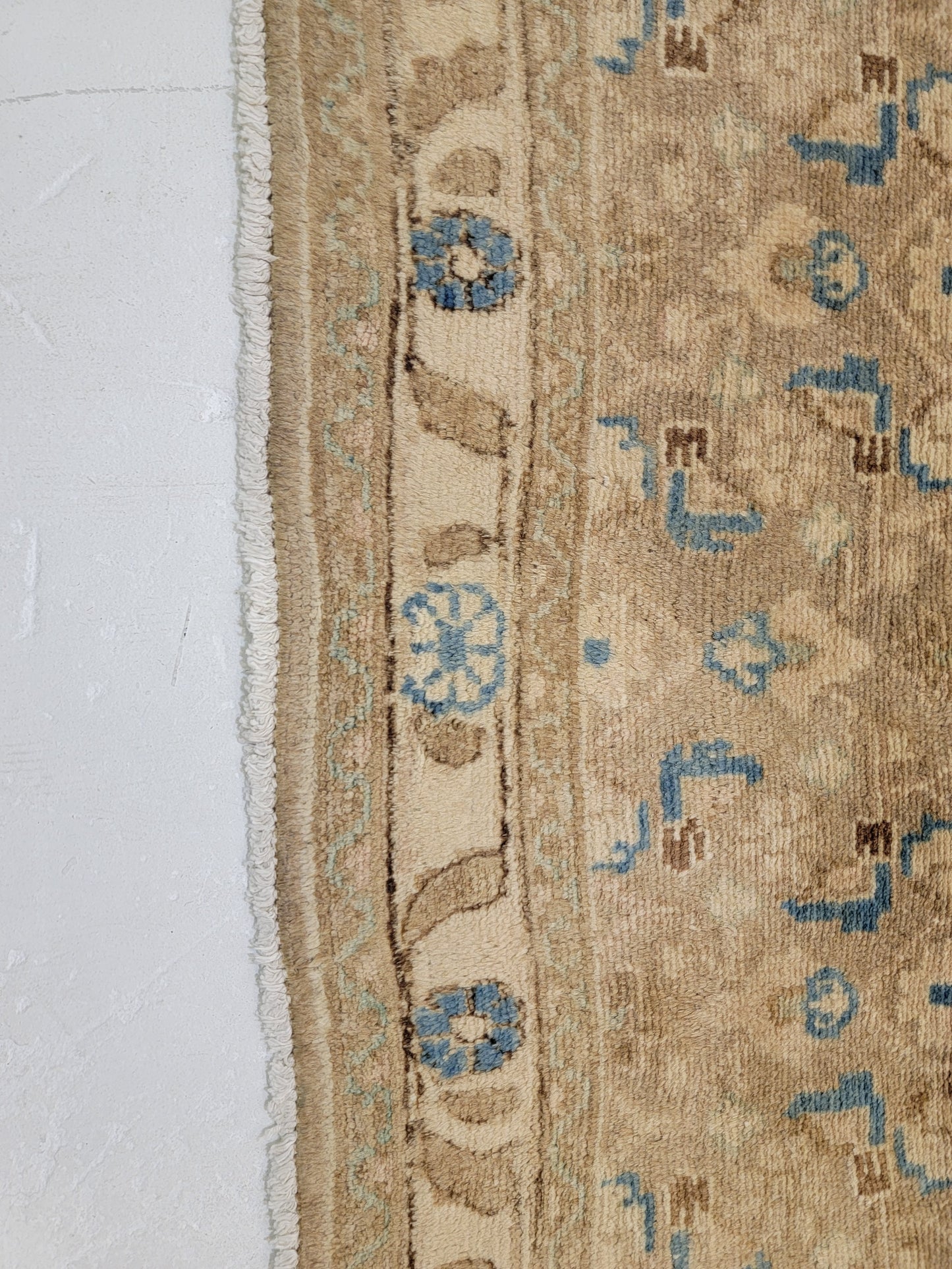 Antique Hand-Knotted Wool Runner Mahal 3'7" x 13'10"