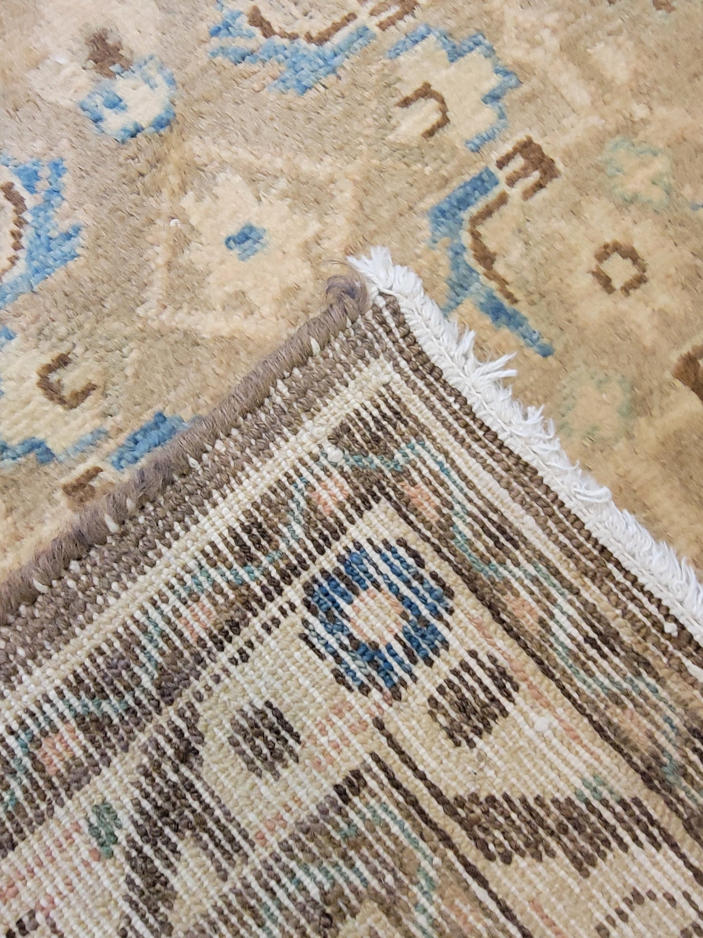 Antique Hand-Knotted Wool Runner Mahal 3'7" x 13'10"