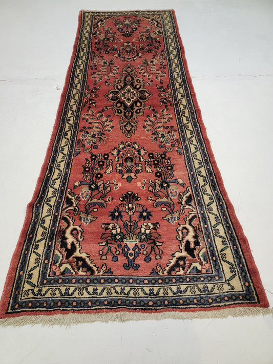 Antique Hand-Knotted Wool Runner Lilian 3'5" x 10'2"