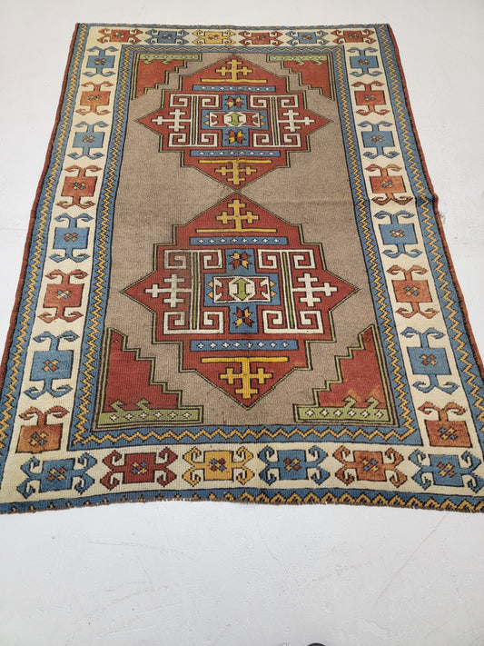 Hand-Knotted Wool Area Rug Turkish Anatolian Konya 4'7" x 6'6"