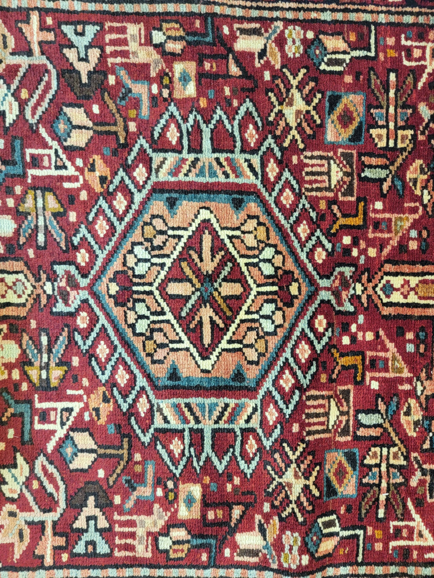 Antique Hand-Knotted Wool Runner Heriz Karajeh 2'9" x 14'4"