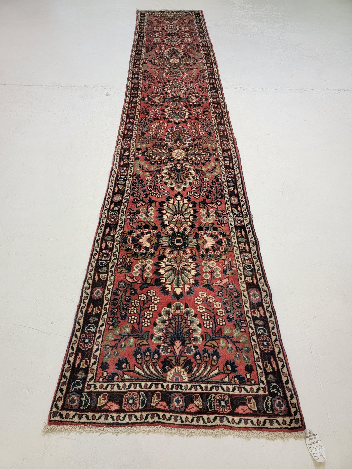 Antique Hand-Knotted Wool Runner Hamedan Rudbar 2'8" x 14'8"