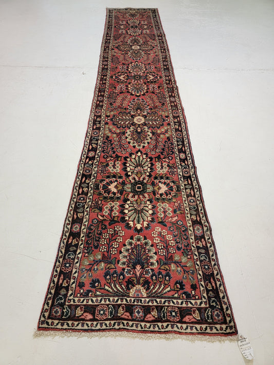 Antique Hand-Knotted Wool Runner Hamedan Rudbar 2'8" x 14'8"