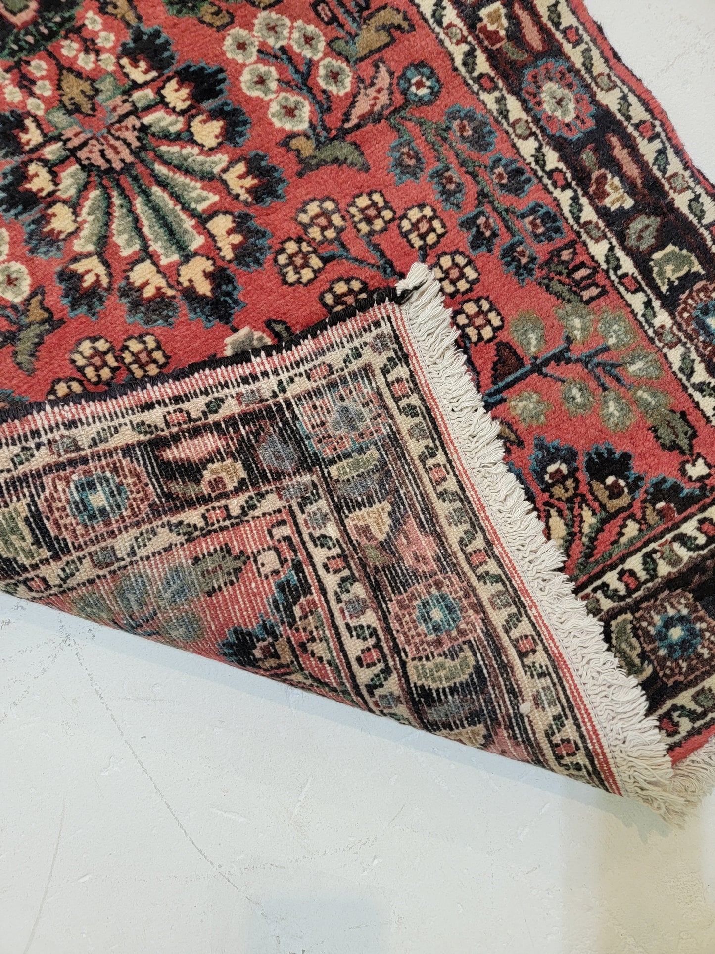 Antique Hand-Knotted Wool Runner Hamedan Rudbar 2'8" x 14'8"