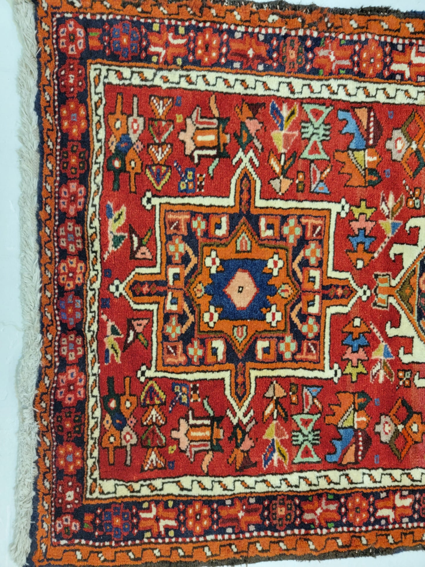 Antique Hand-Knotted Wool Runner Heriz Karajeh 2'11" x 15'9"