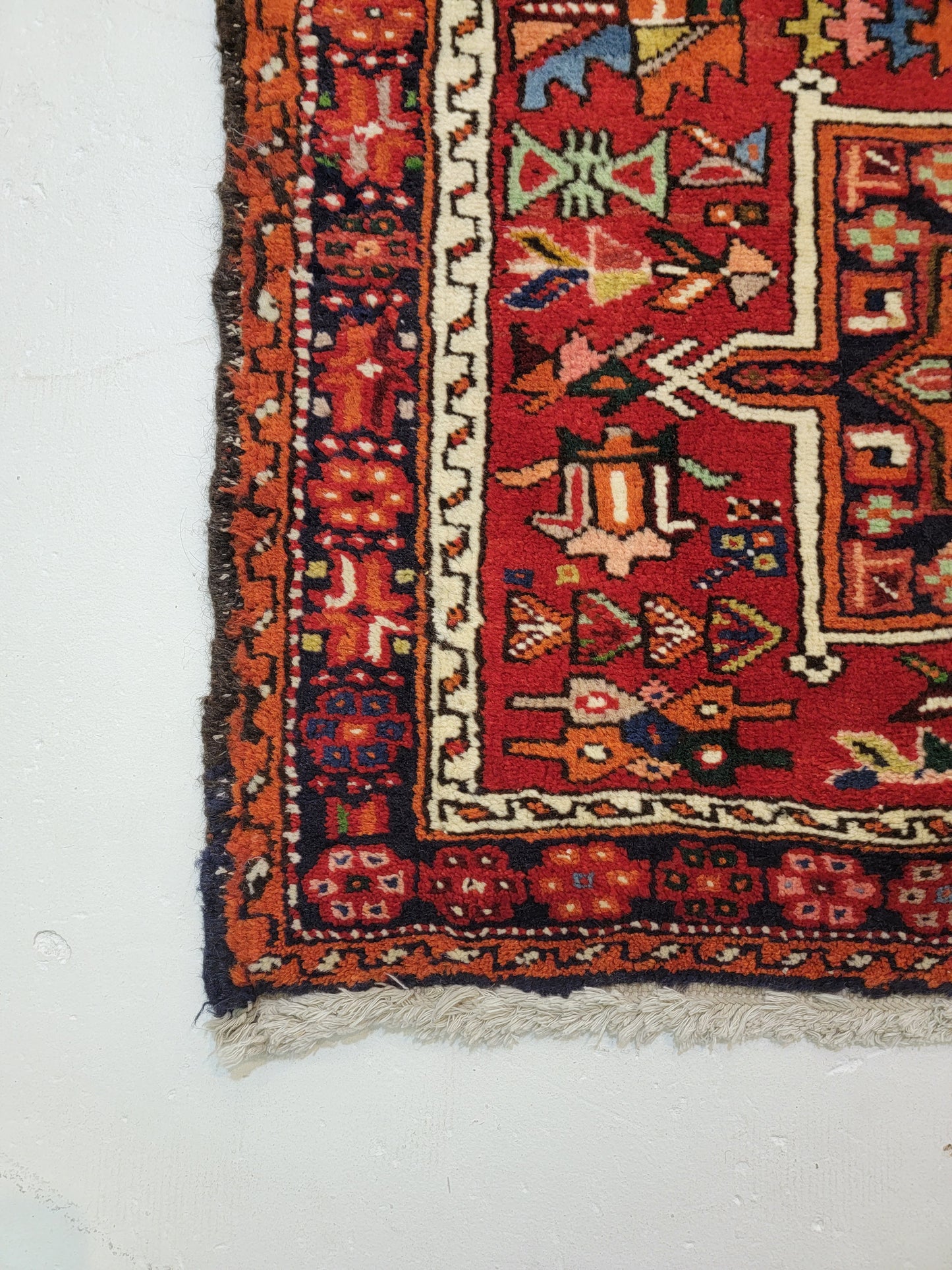 Antique Hand-Knotted Wool Runner Heriz Karajeh 2'11" x 15'9"