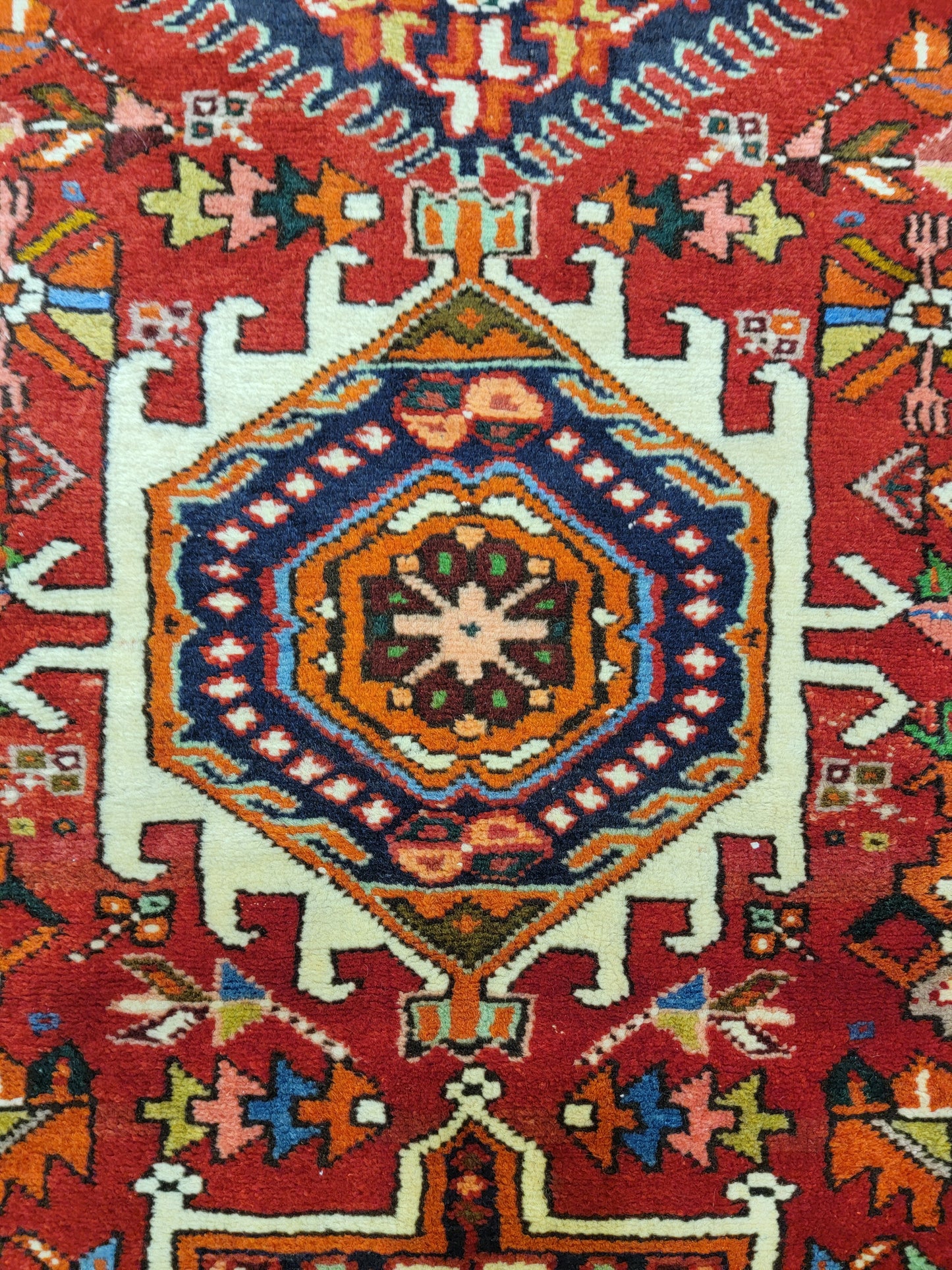 Antique Hand-Knotted Wool Runner Heriz Karajeh 2'11" x 15'9"