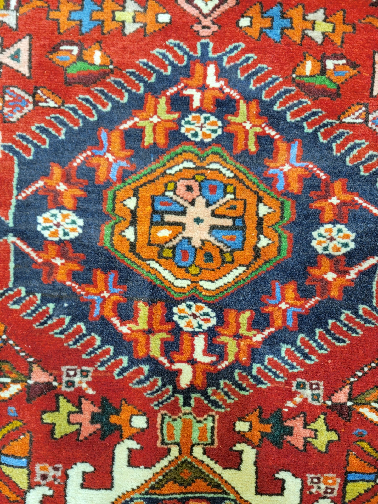 Antique Hand-Knotted Wool Runner Heriz Karajeh 2'11" x 15'9"