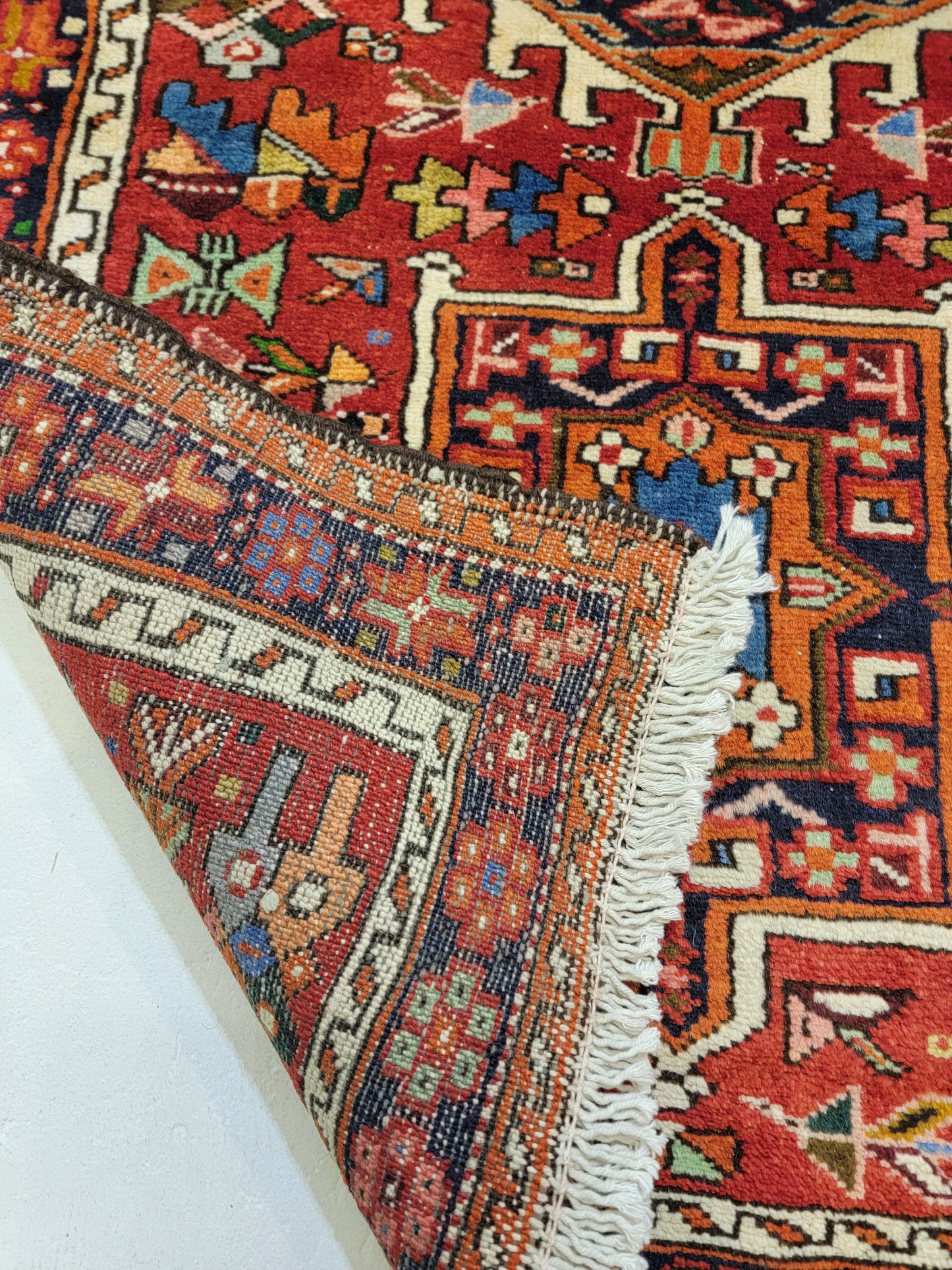 Antique Hand-Knotted Wool Runner Heriz Karajeh 2'11" x 15'9"