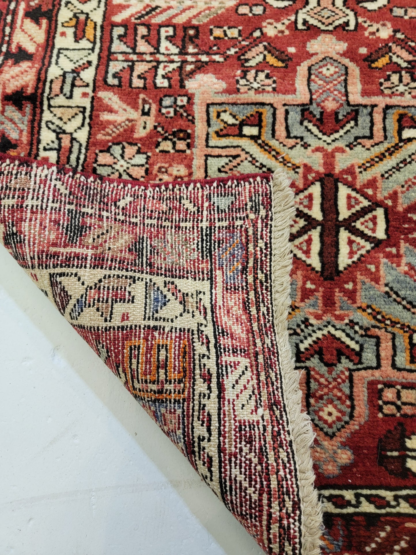 Antique Hand-Knotted Wool Runner Heriz Karajeh 2'11" x 16'3"