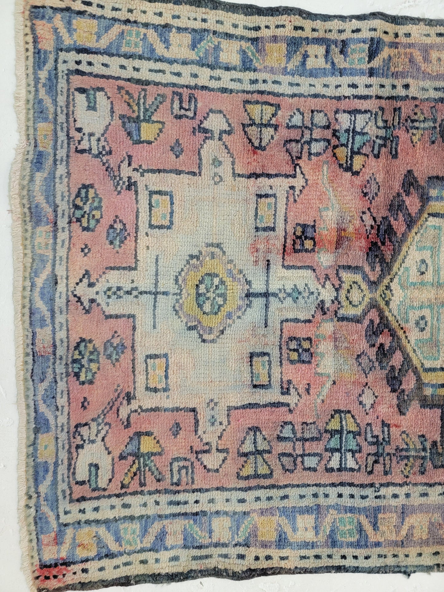 Antique Hand-Knotted Wool Runner Heriz Karajeh 2'6" x 14'5"
