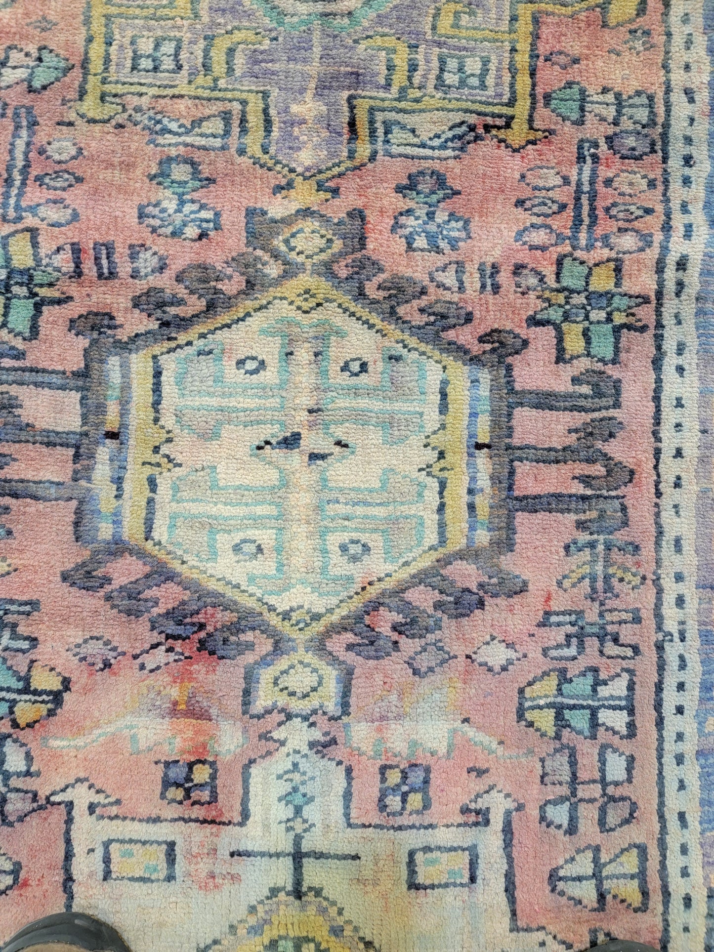 Antique Hand-Knotted Wool Runner Heriz Karajeh 2'6" x 14'5"