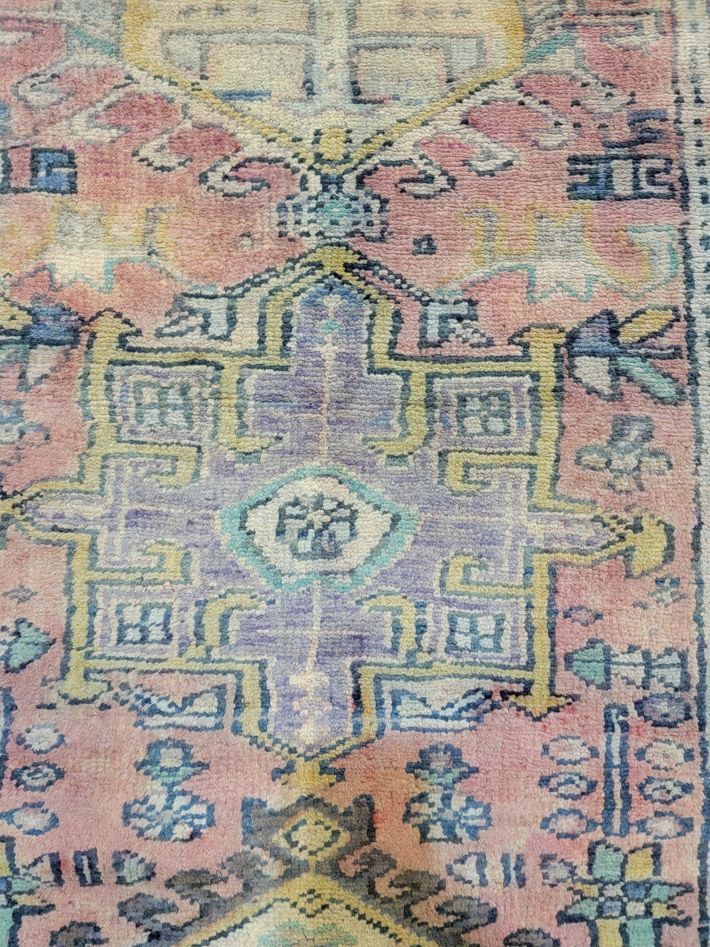 Antique Hand-Knotted Wool Runner Heriz Karajeh 2'6" x 14'5"