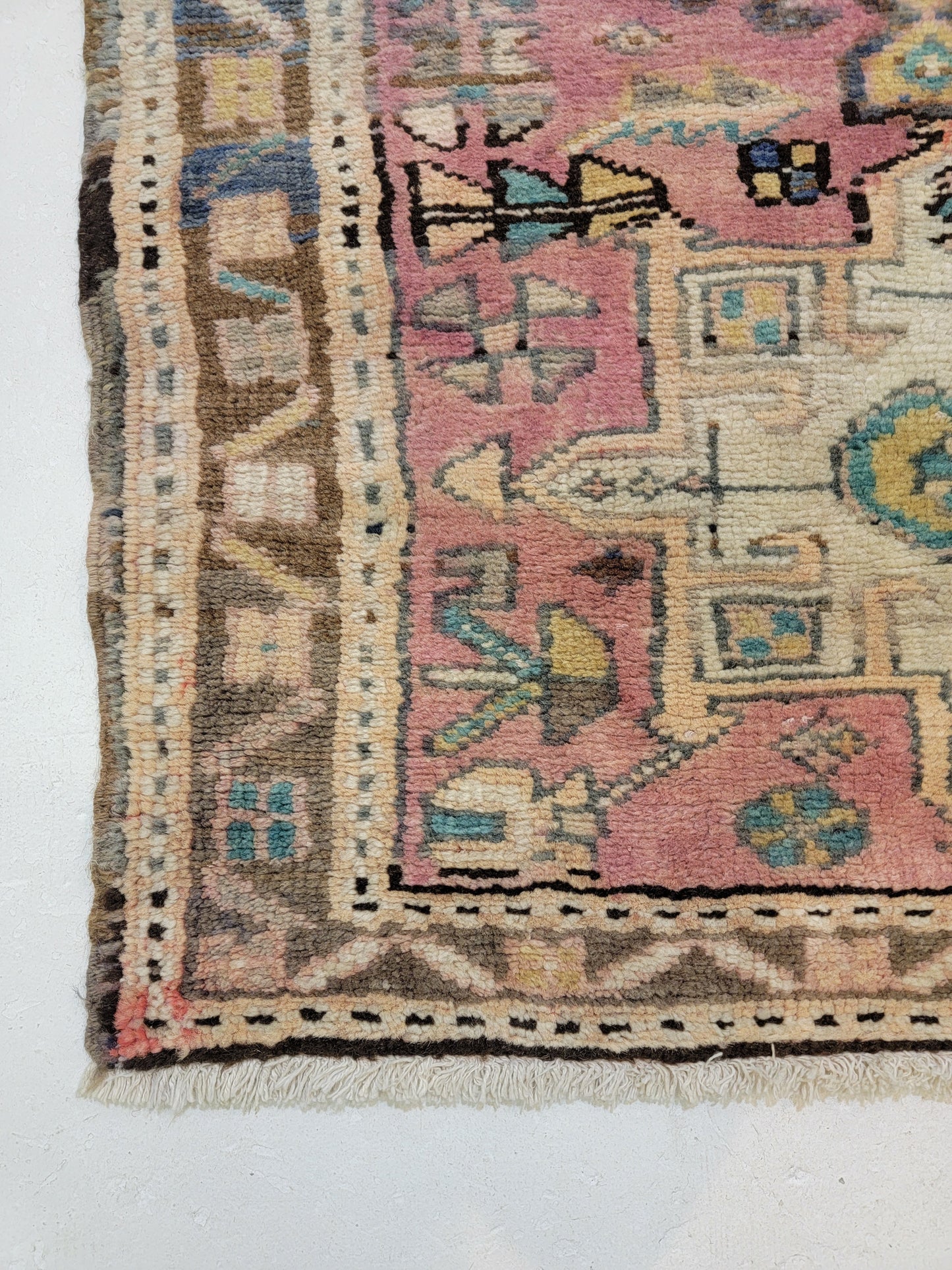 Antique Hand-Knotted Wool Runner Heriz Karajeh 2'6" x 14'5"
