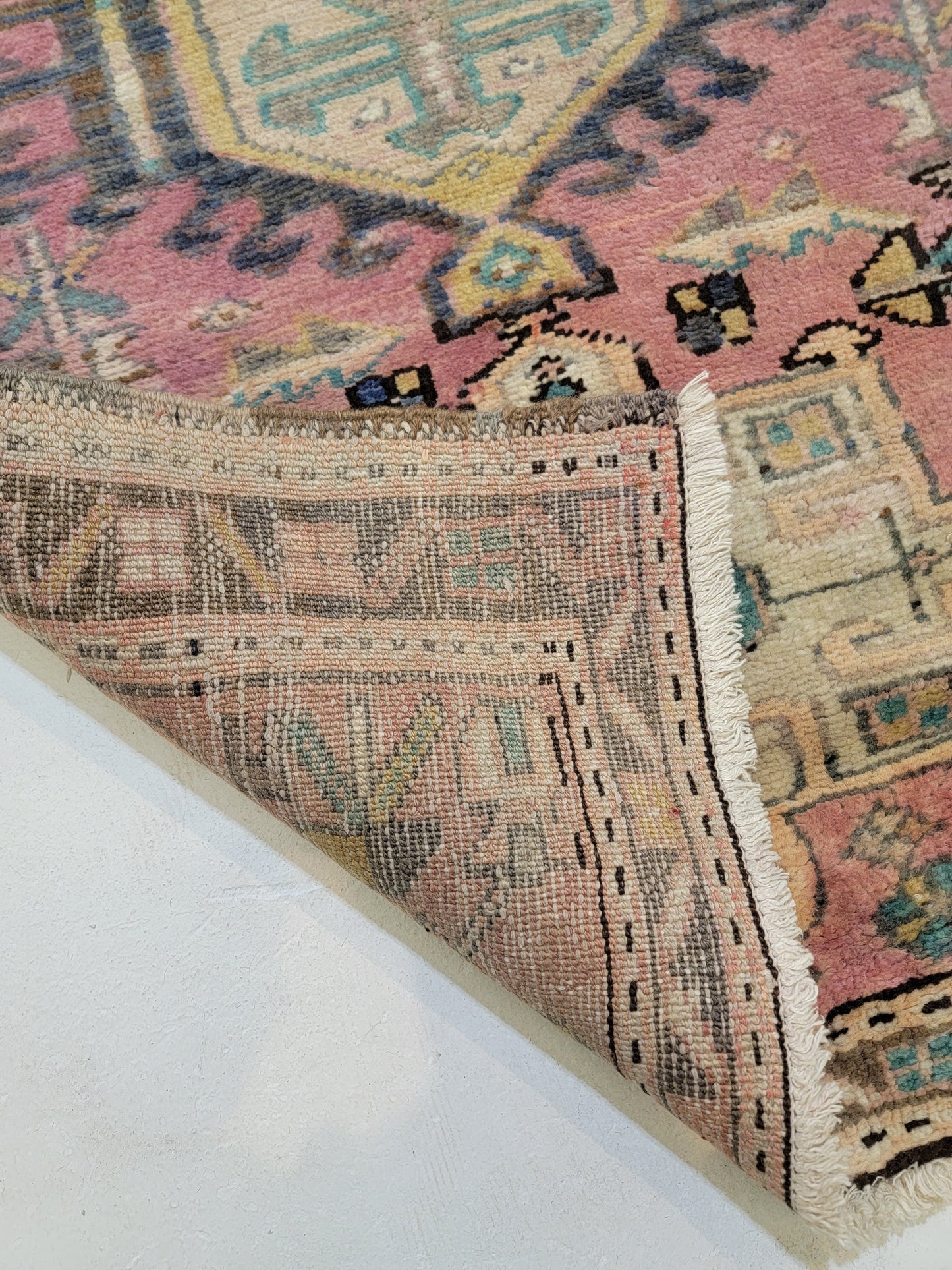 Antique Hand-Knotted Wool Runner Heriz Karajeh 2'6" x 14'5"
