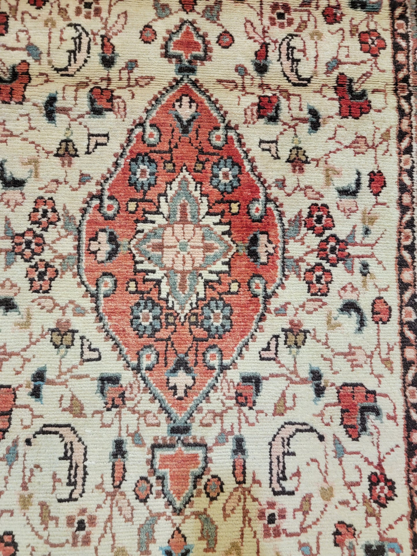 Antique Hand-Knotted Wool Runner Sarouk 2'8" x 16'7"