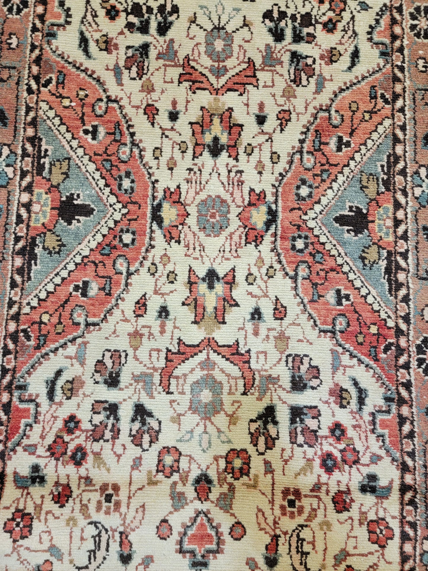 Antique Hand-Knotted Wool Runner Sarouk 2'8" x 16'7"
