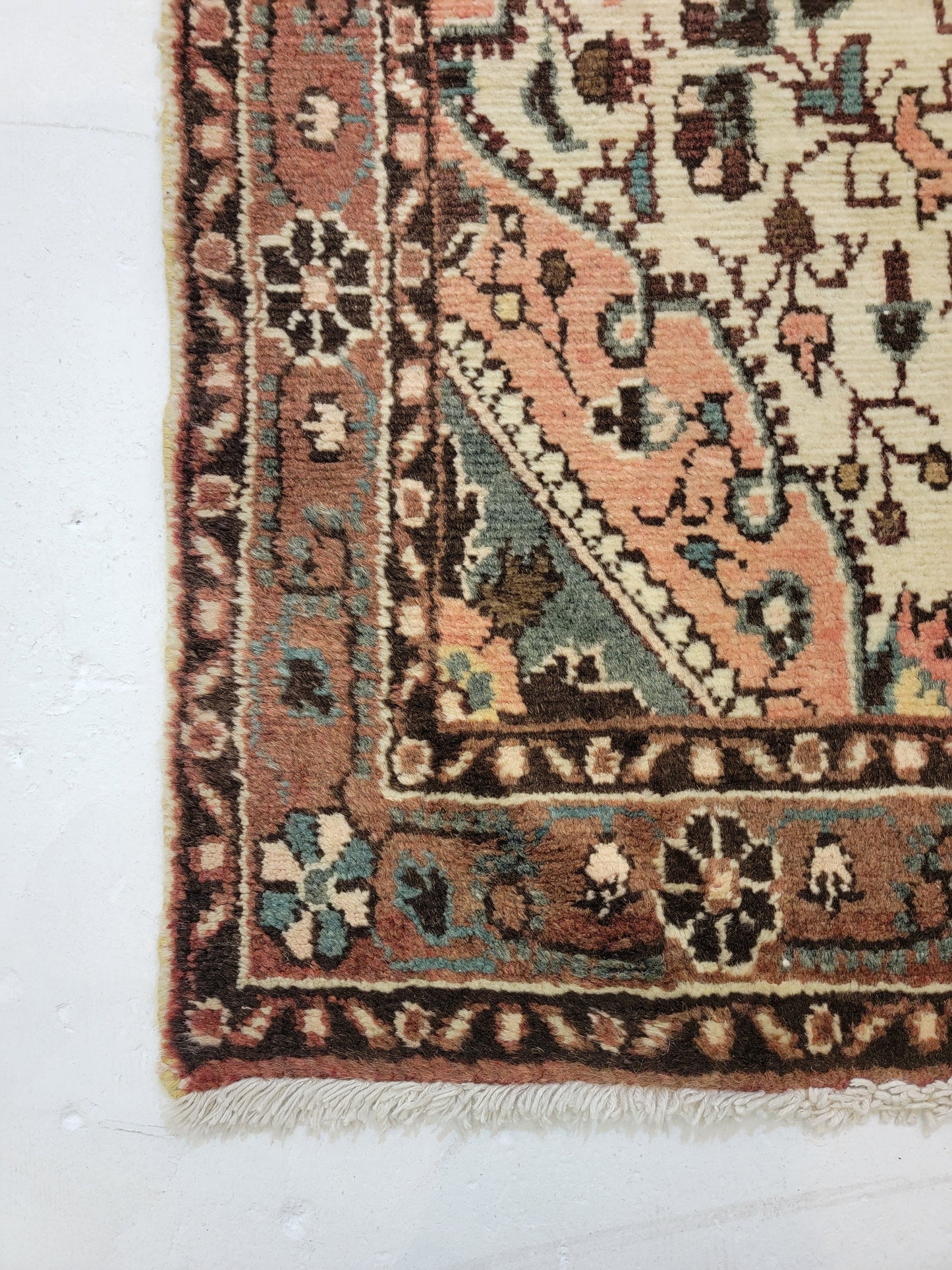 Antique Hand-Knotted Wool Runner Sarouk 2'8" x 16'7"