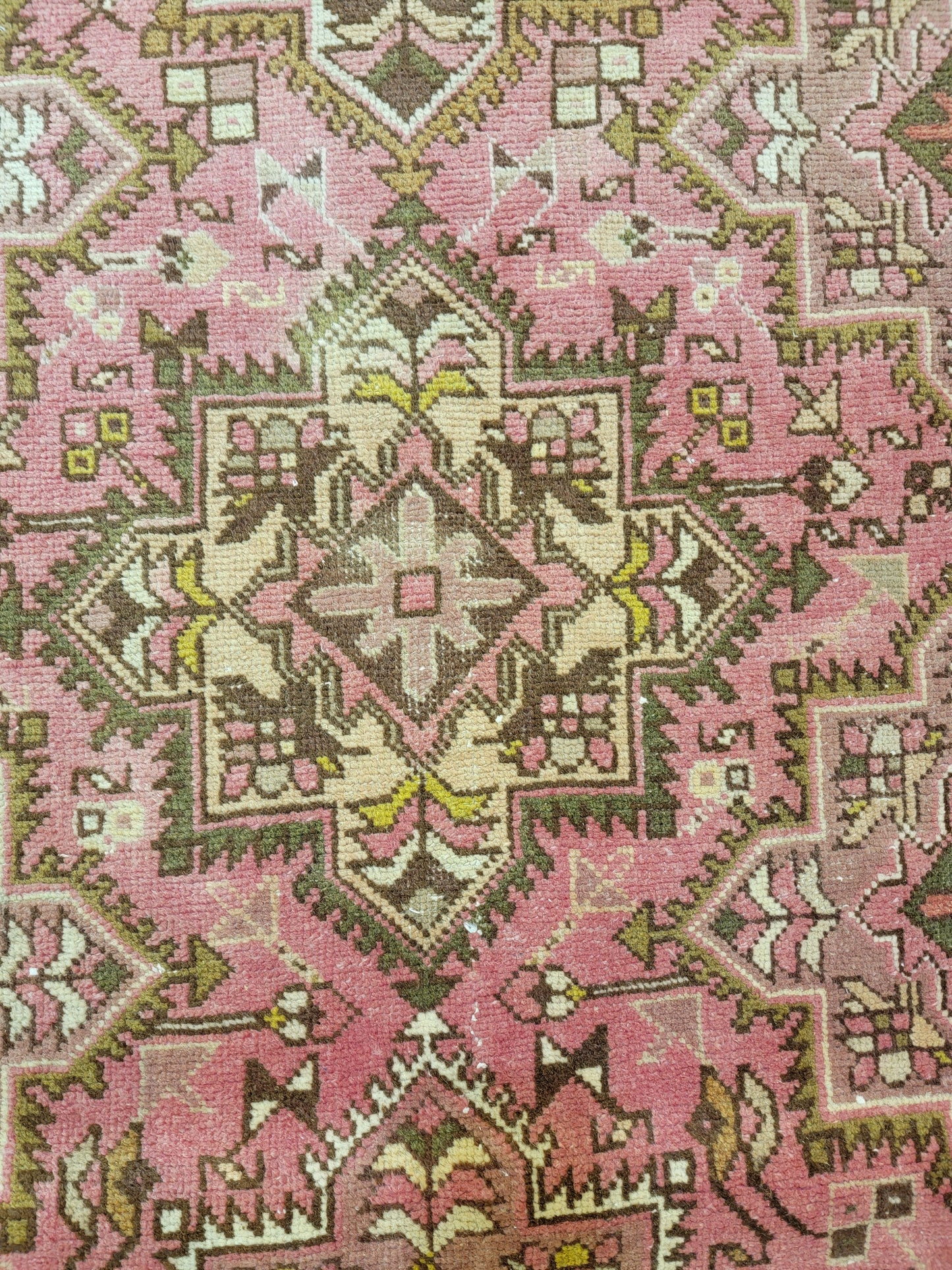 Antique Hand-Knotted Wool Runner Heriz Karajeh 3'5" x 17'