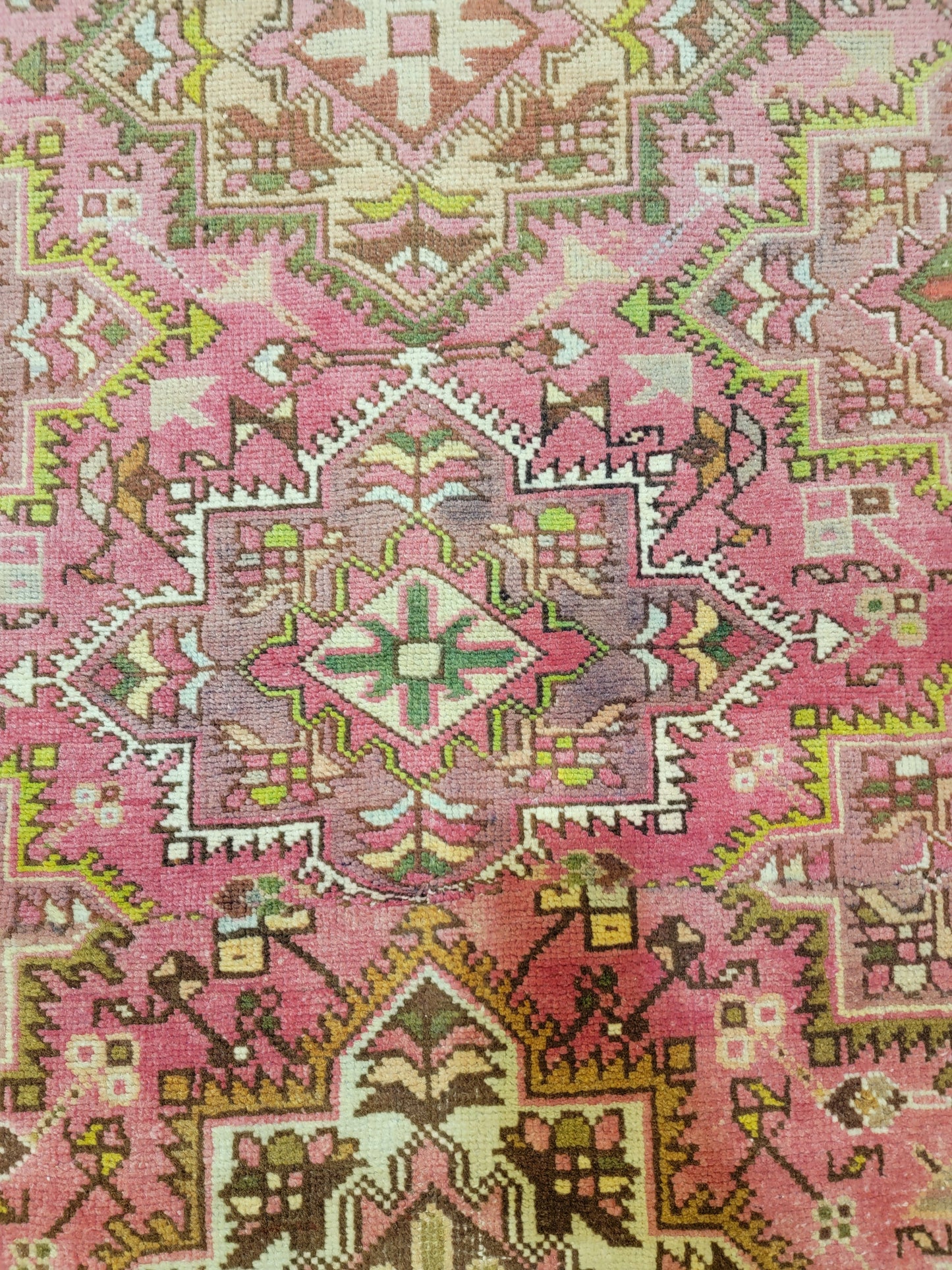Antique Hand-Knotted Wool Runner Heriz Karajeh 3'5" x 17'