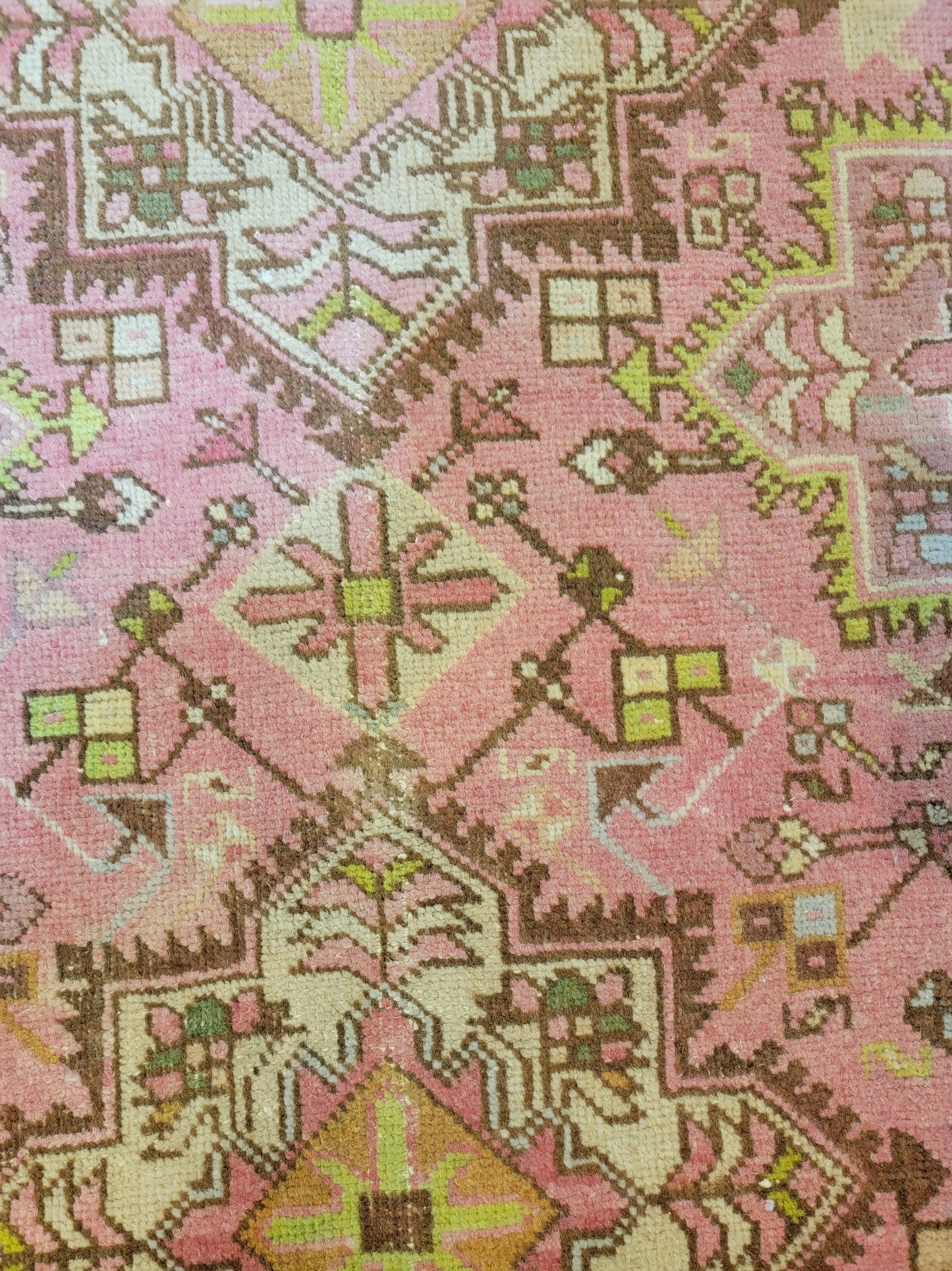 Antique Hand-Knotted Wool Runner Heriz Karajeh 3'5" x 17'