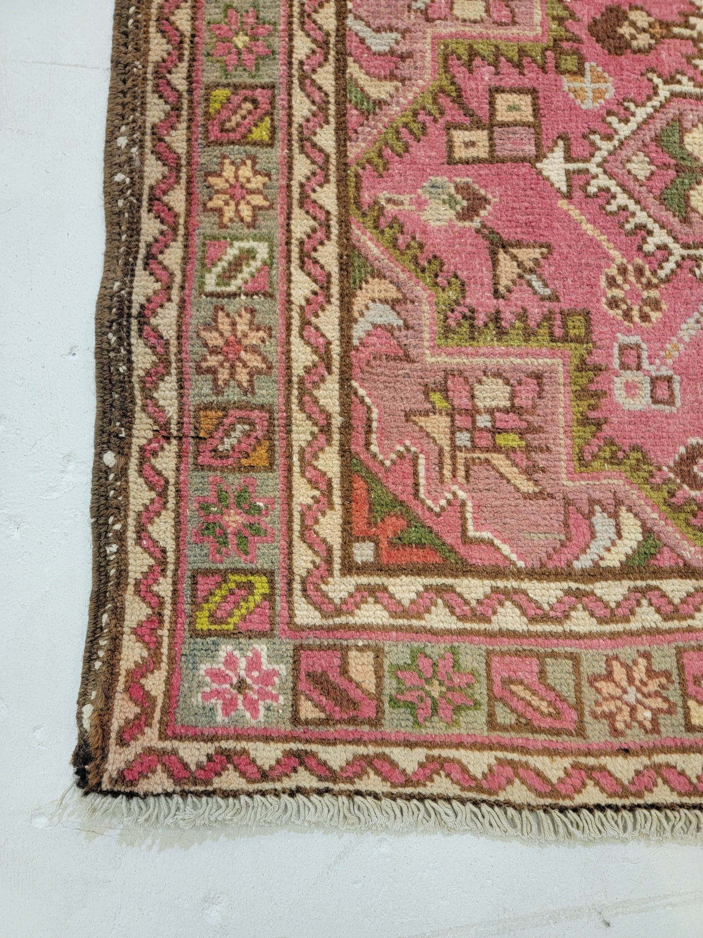 Antique Hand-Knotted Wool Runner Heriz Karajeh 3'5" x 17'