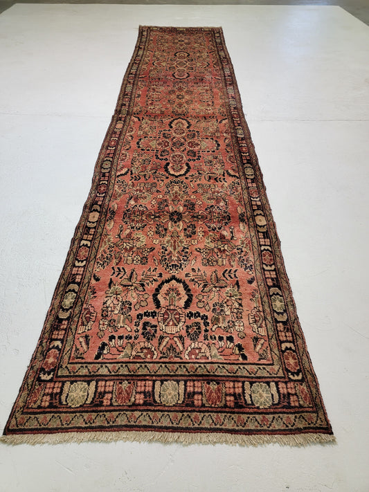 Antique Hand-Knotted Wool Runner Hamedan 3'1" x 16'6"