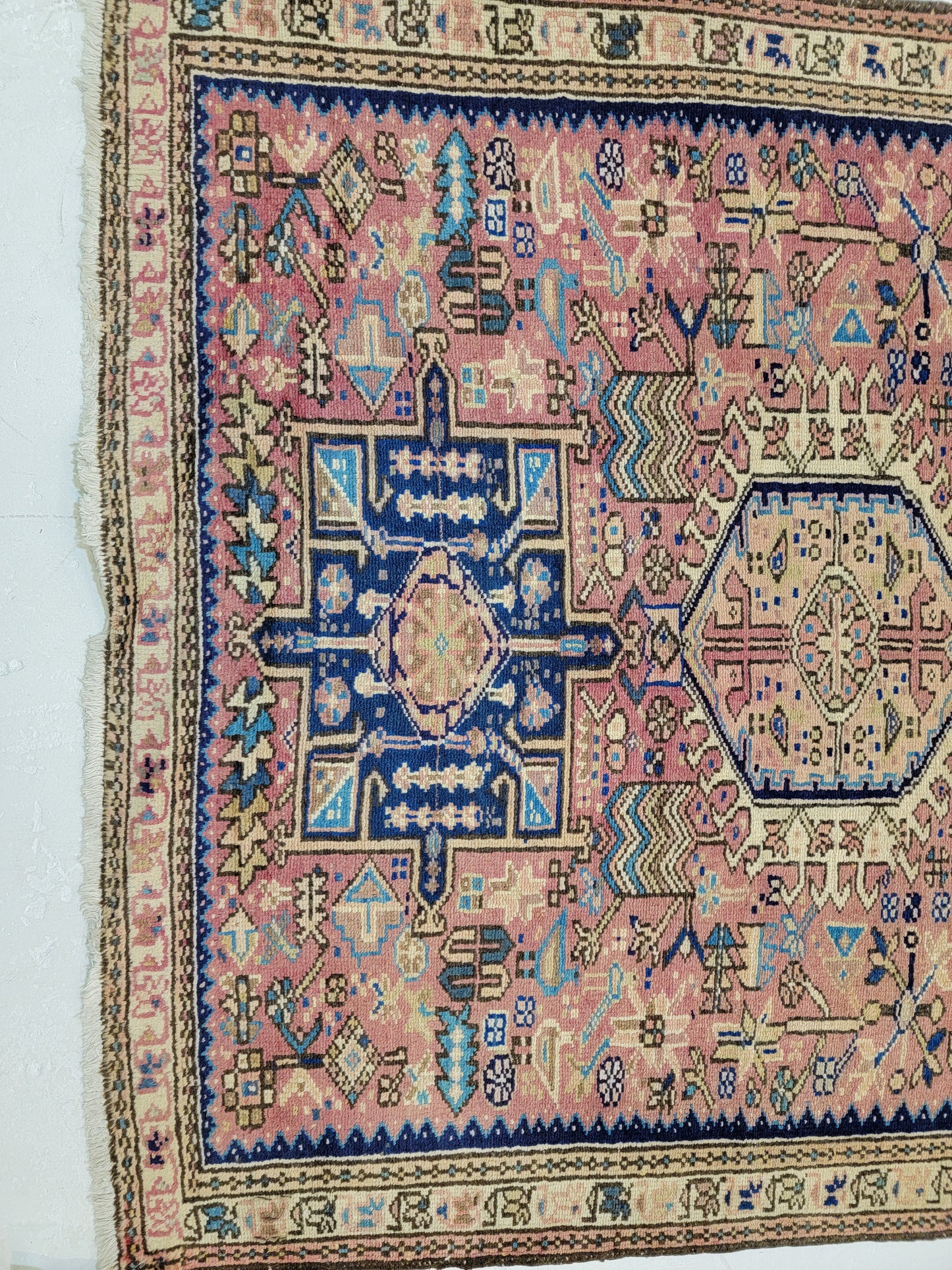 Antique Hand-Knotted Wool Runner Heriz Karajeh 3'10" x 13'3"