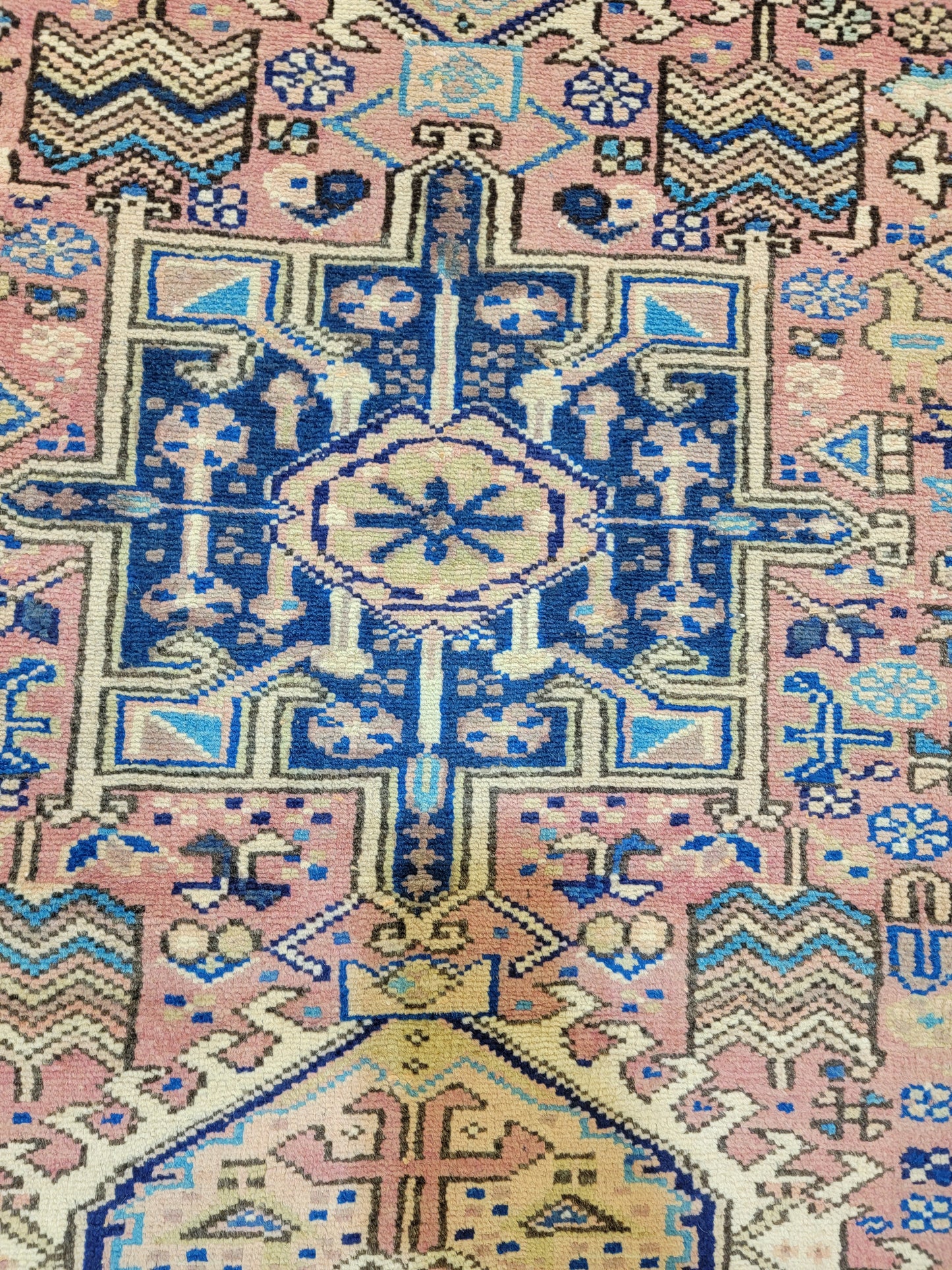 Antique Hand-Knotted Wool Runner Heriz Karajeh 3'10" x 13'3"