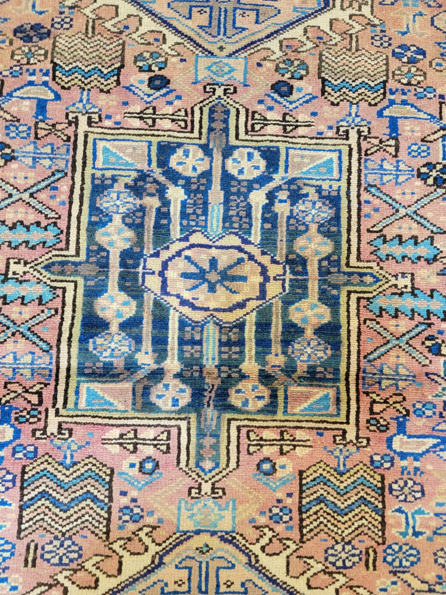 Antique Hand-Knotted Wool Runner Heriz Karajeh 3'10" x 13'3"