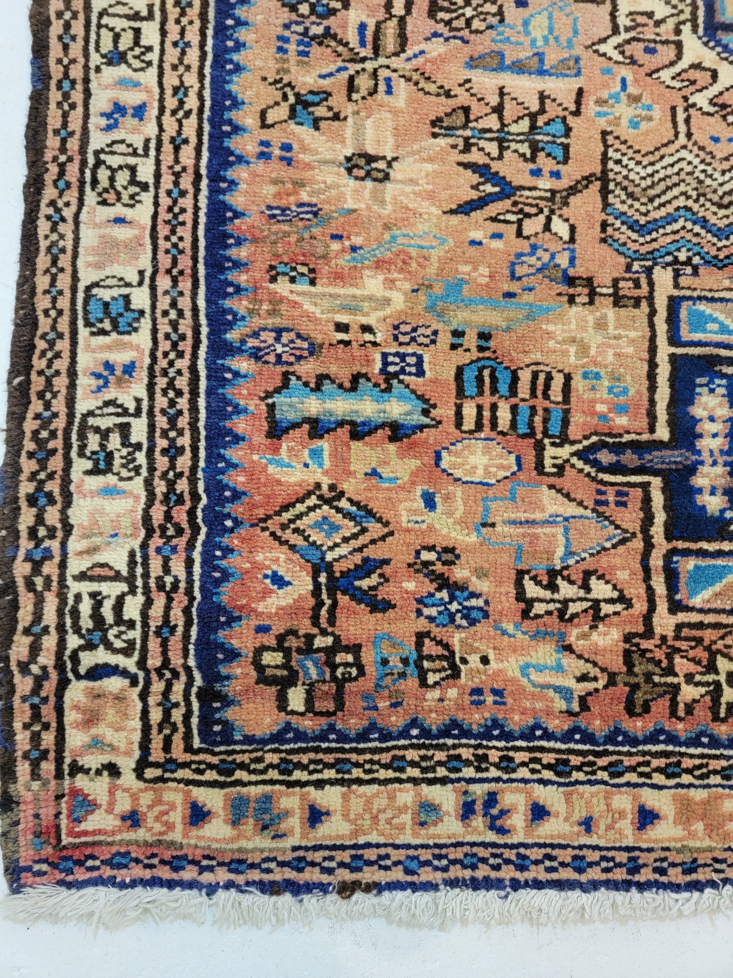 Antique Hand-Knotted Wool Runner Heriz Karajeh 3'10" x 13'3"