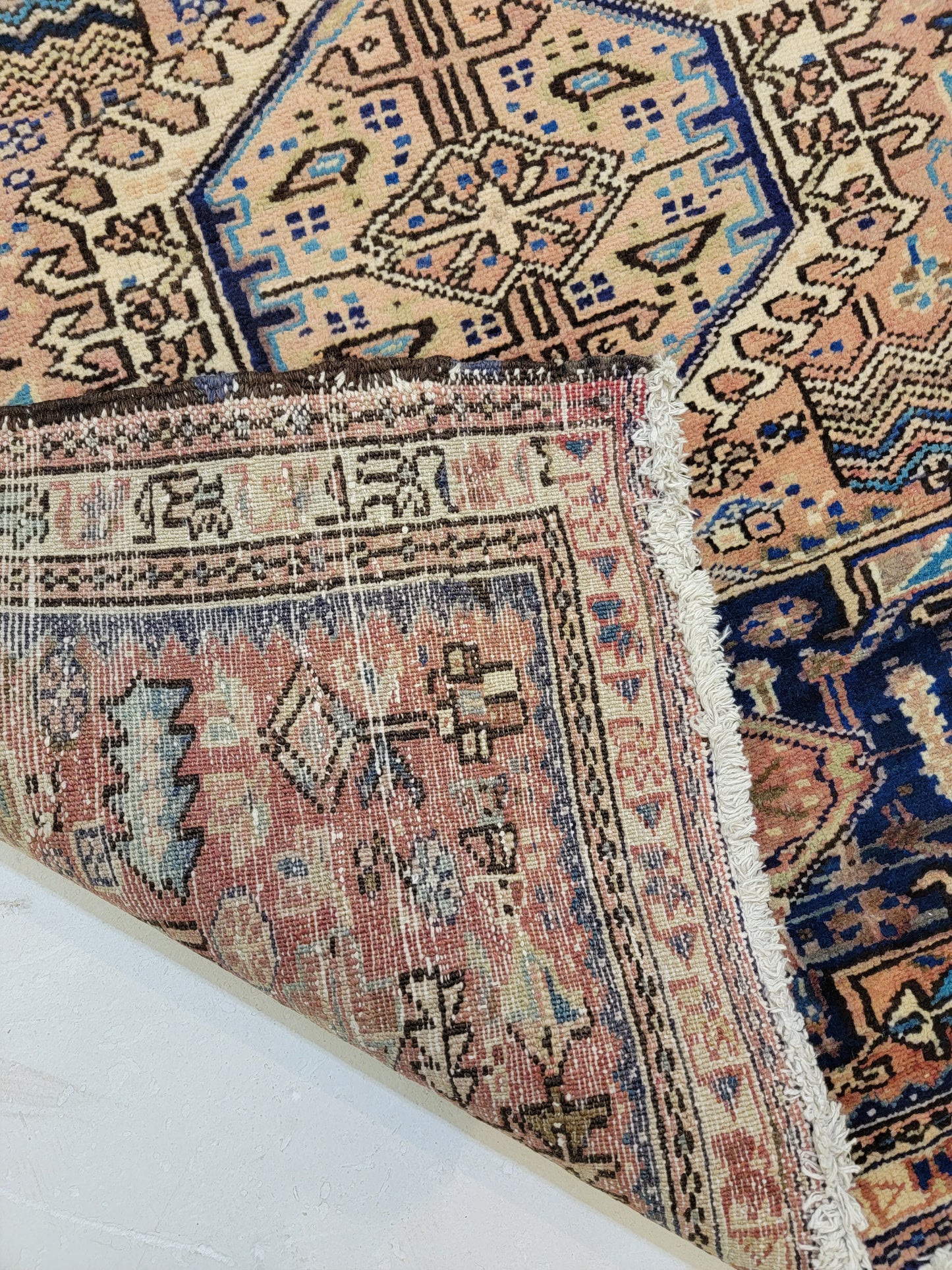 Antique Hand-Knotted Wool Runner Heriz Karajeh 3'10" x 13'3"