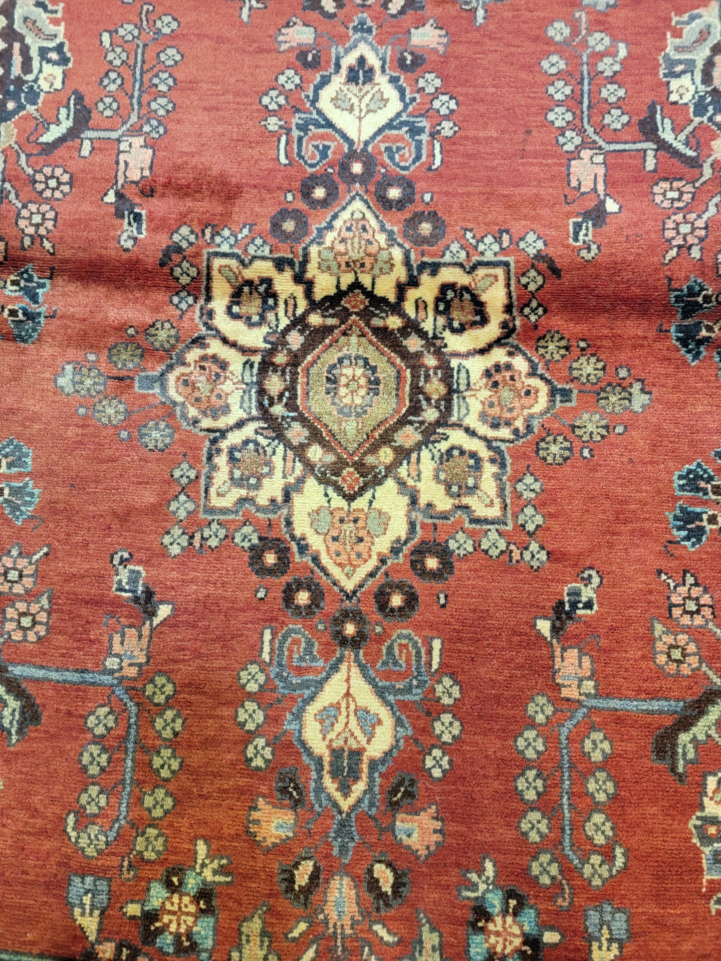 Antique Hand-Knotted Wool Runner Hamedan 3'8" x 14'3"
