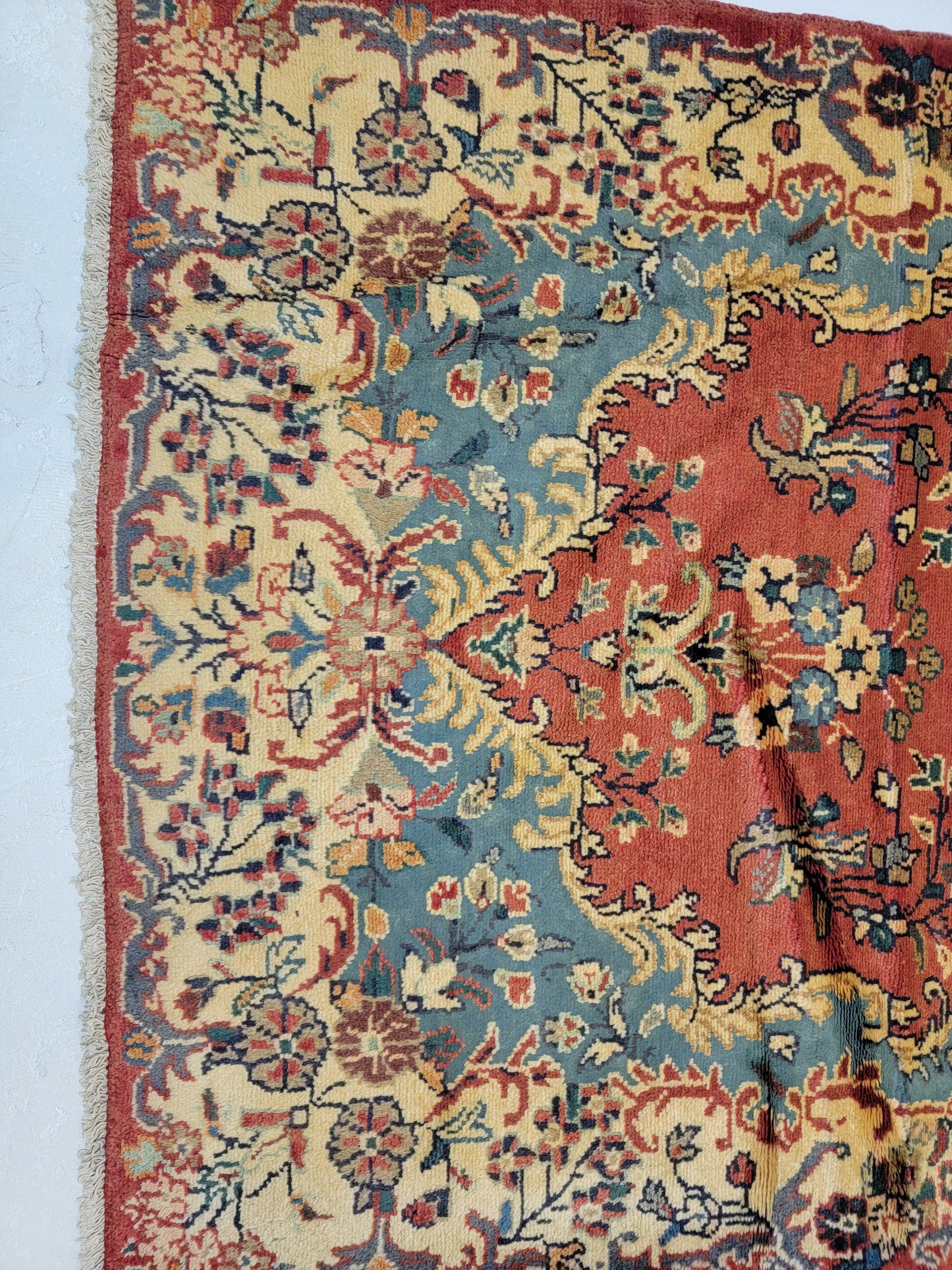 Antique Hand-Knotted Wool Runner Arak 3'10" x 13'