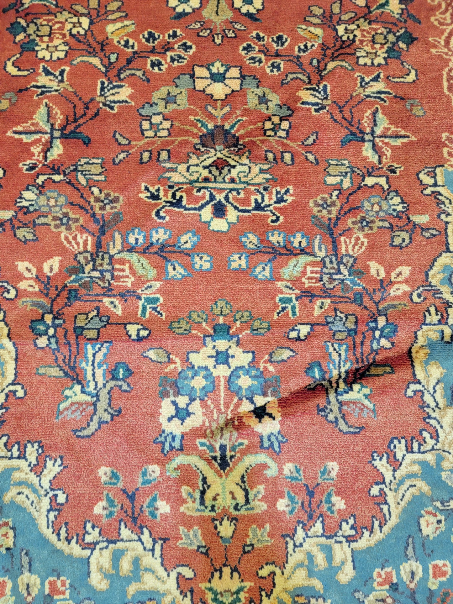 Antique Hand-Knotted Wool Runner Arak 3'10" x 13'