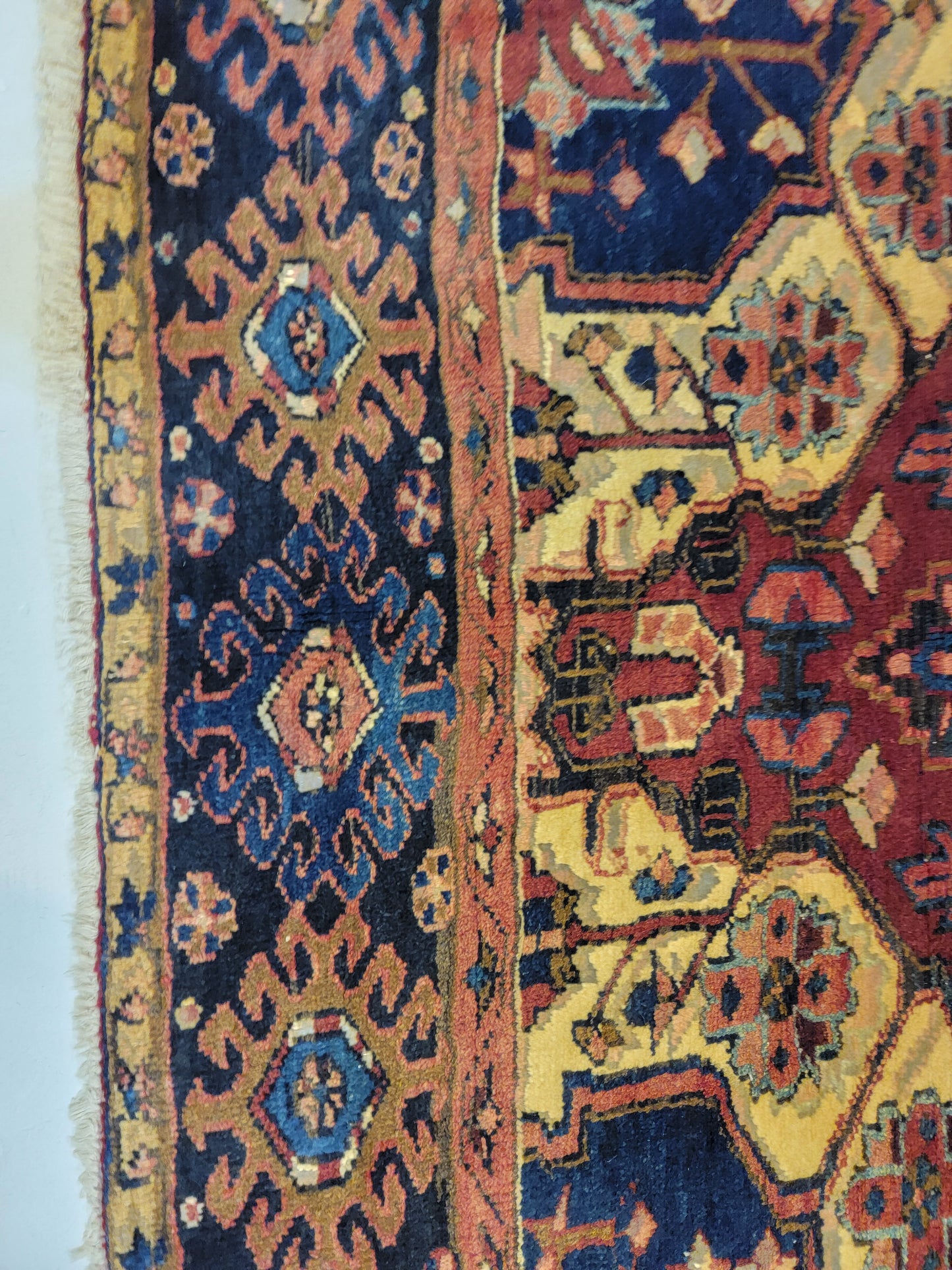 Antique Hand-Knotted Wool Runner Heriz 5'2" x 6'9"