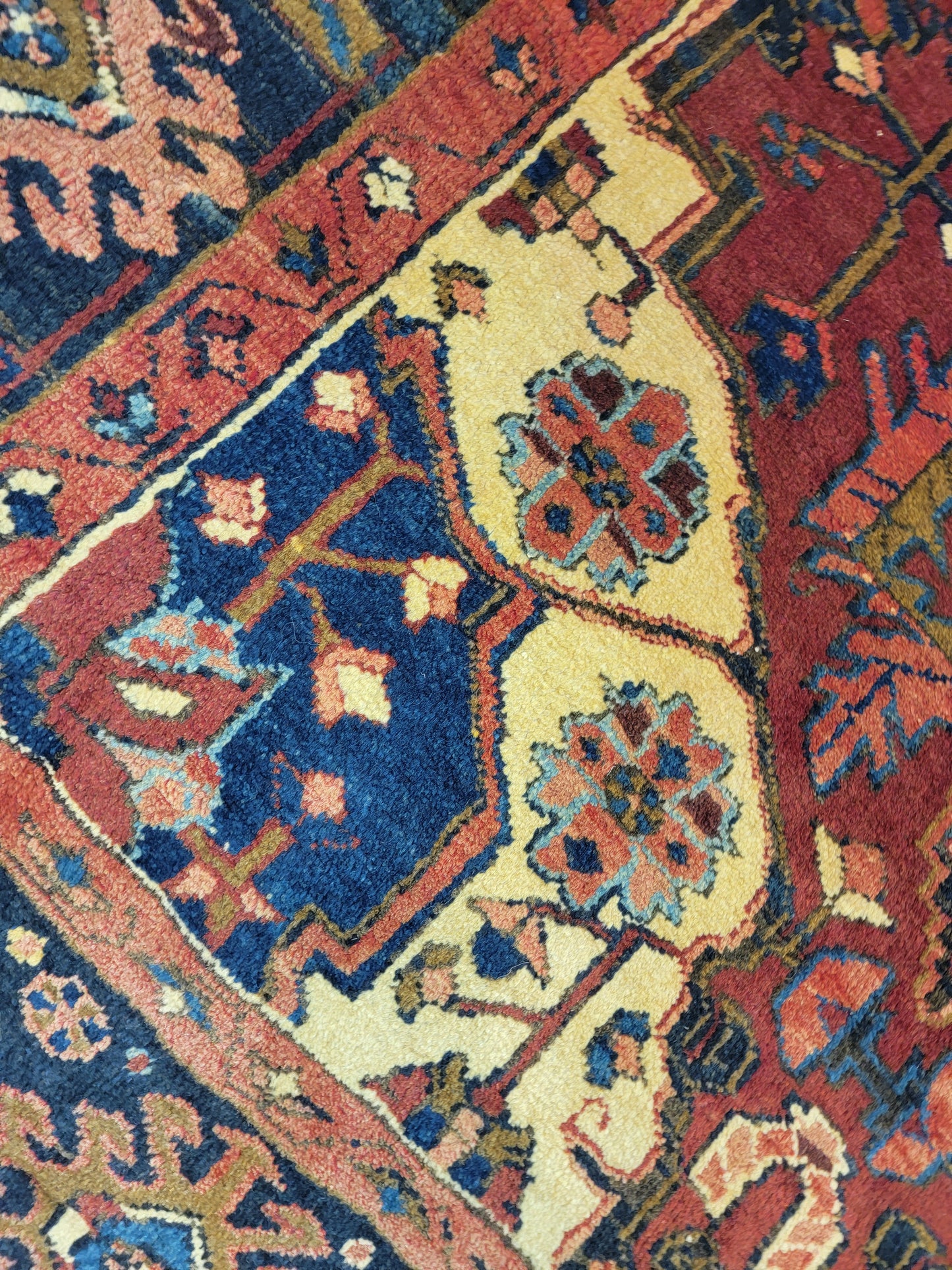 Antique Hand-Knotted Wool Runner Heriz 5'2" x 6'9"
