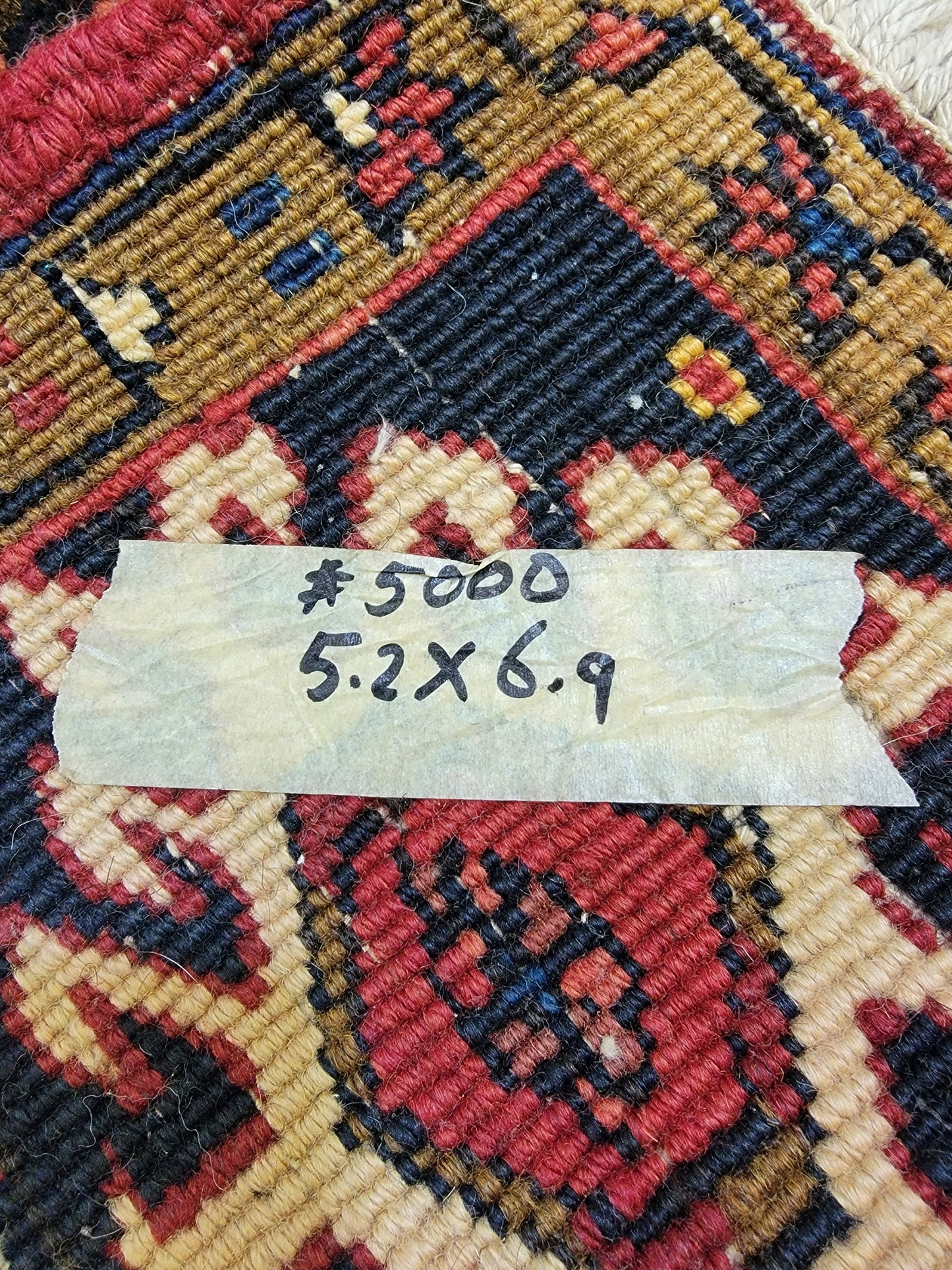 Antique Hand-Knotted Wool Runner Heriz 5'2" x 6'9"
