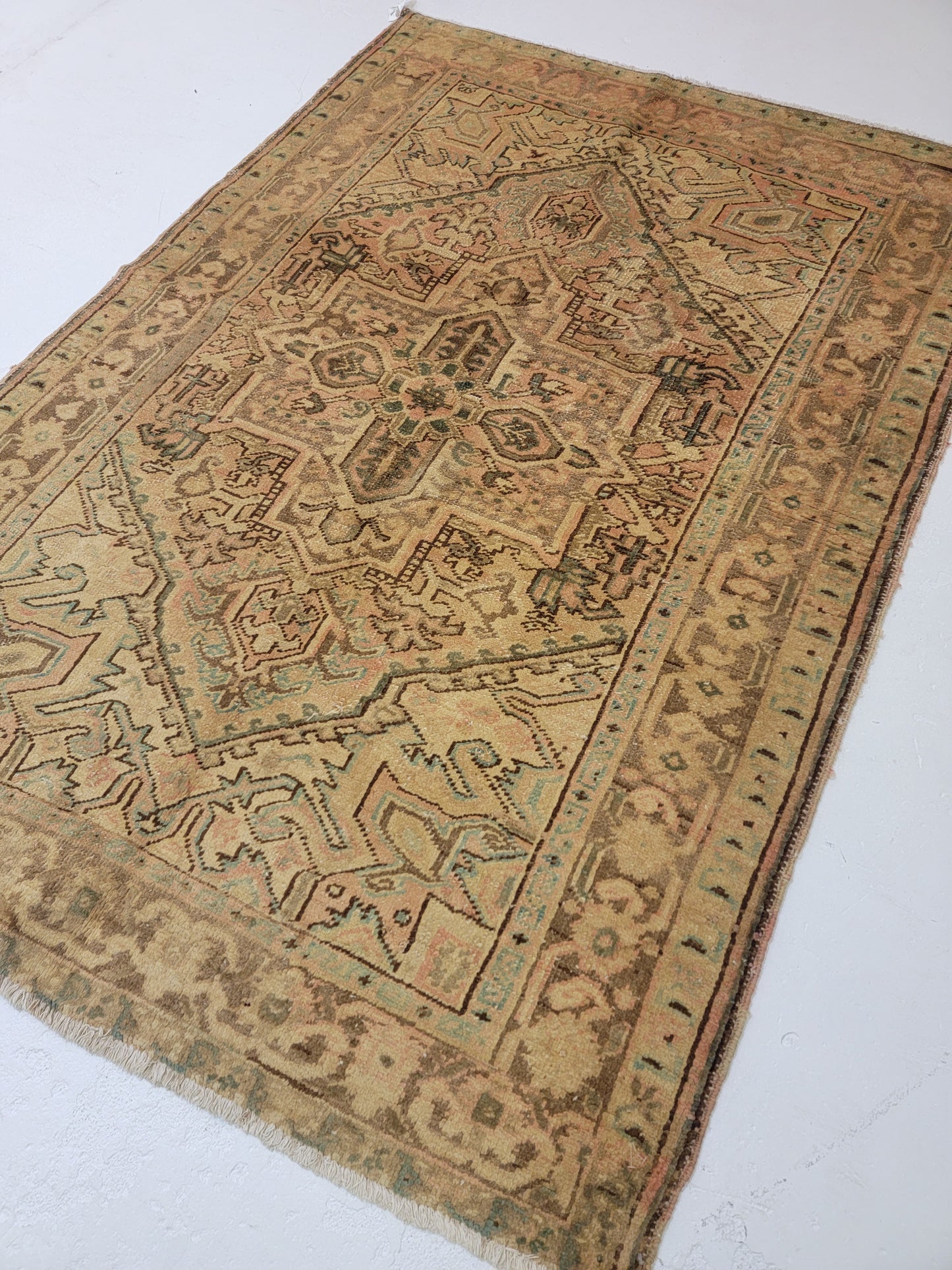 Antique Hand-Knotted Wool Area Rug Heriz 4'8" x 7'