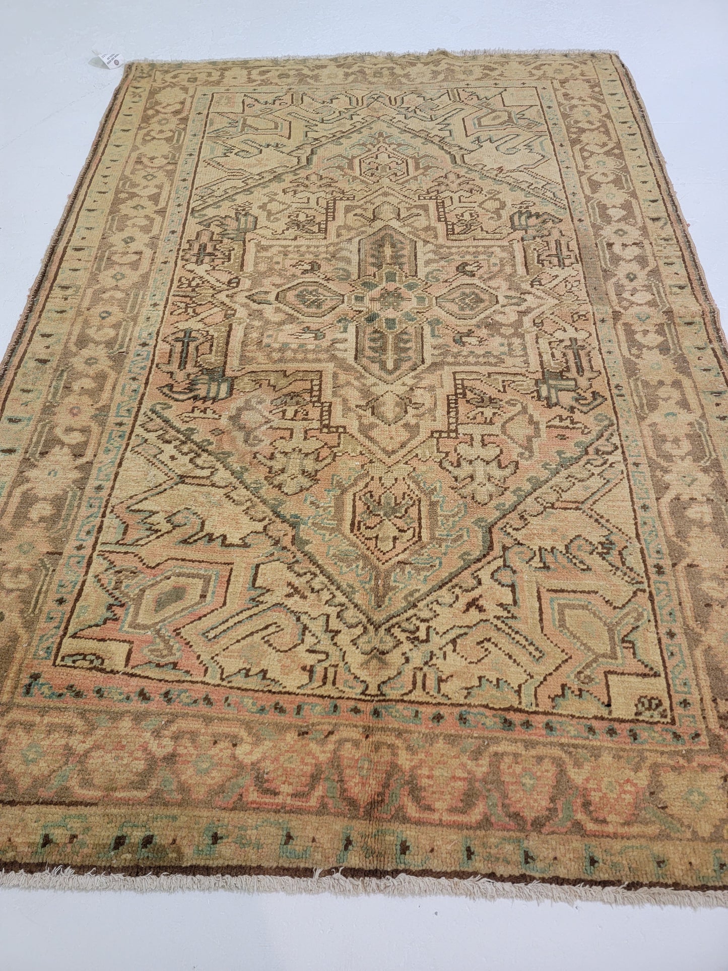Antique Hand-Knotted Wool Area Rug Heriz 4'8" x 7'