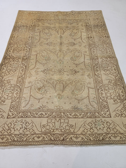 Antique Hand-Knotted Wool Area Rug Tabriz 3'5" x 4'5"