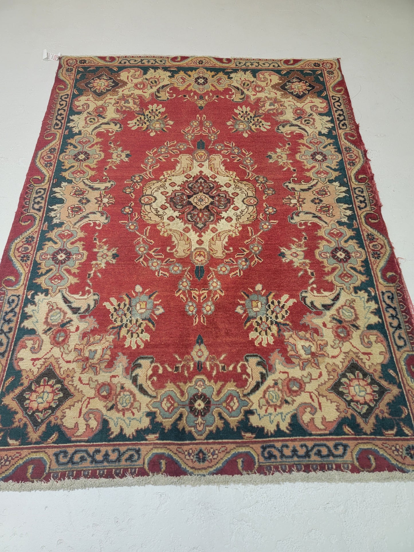 Antique Hand-Knotted Wool Area Rug Tabriz 4'5" x 6'
