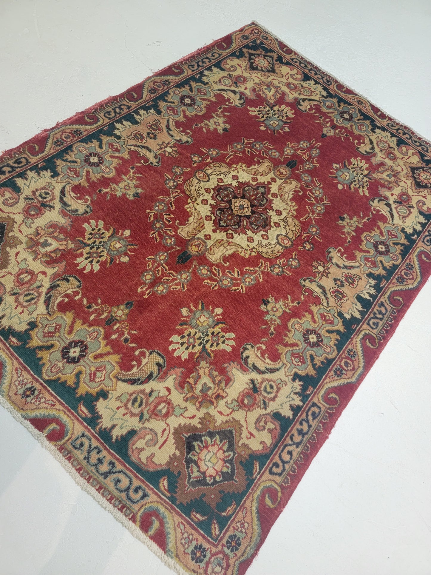 Antique Hand-Knotted Wool Area Rug Tabriz 4'5" x 6'
