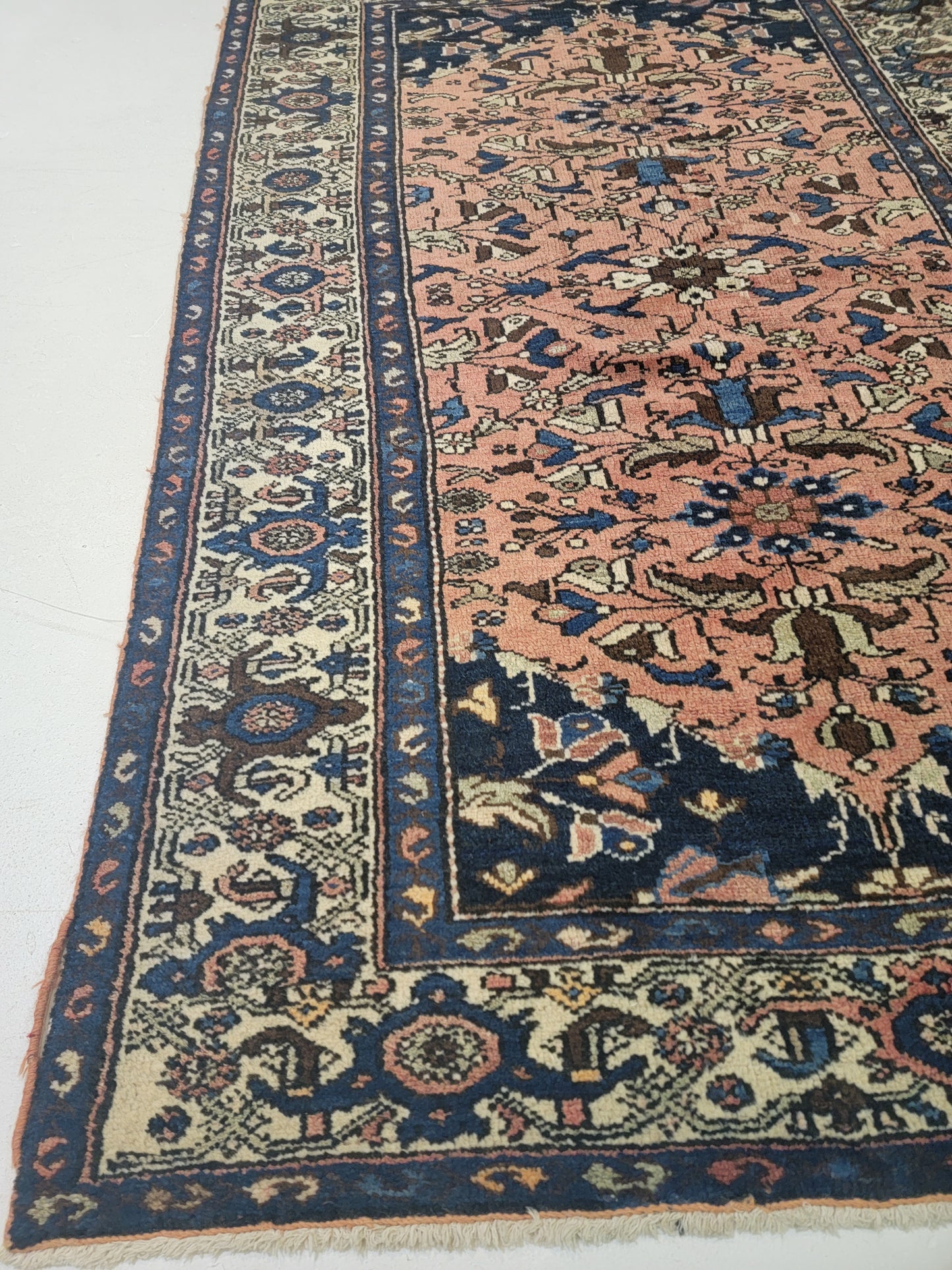 Antique Hand-Knotted Wool Area Rug Kurdish Malayer 4'2" x 6'3"
