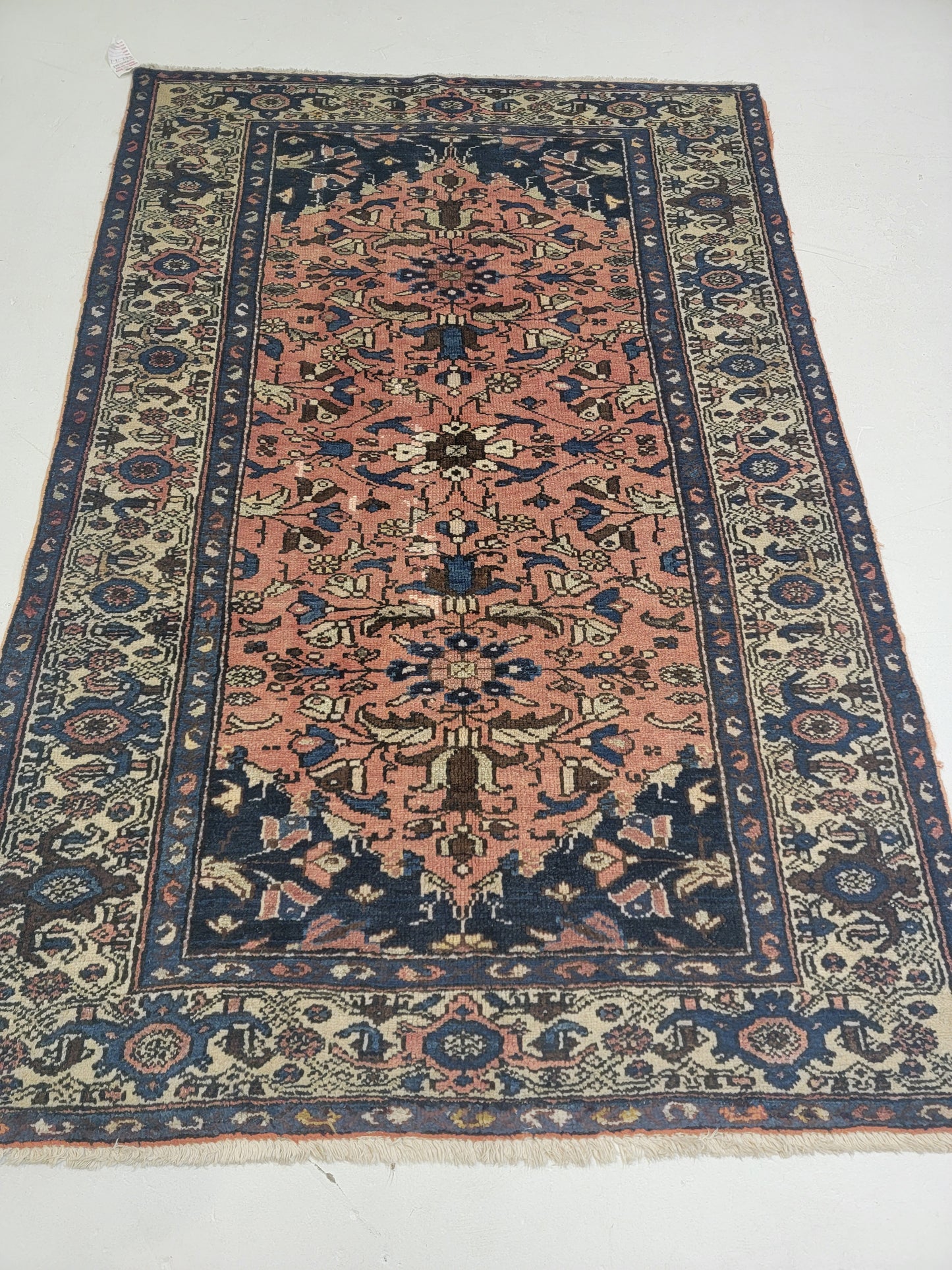 Antique Hand-Knotted Wool Area Rug Kurdish Malayer 4'2" x 6'3"