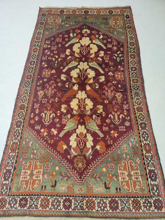 Antique Hand-Knotted Wool Area Rug Qashqai 3'6" x 6'10"