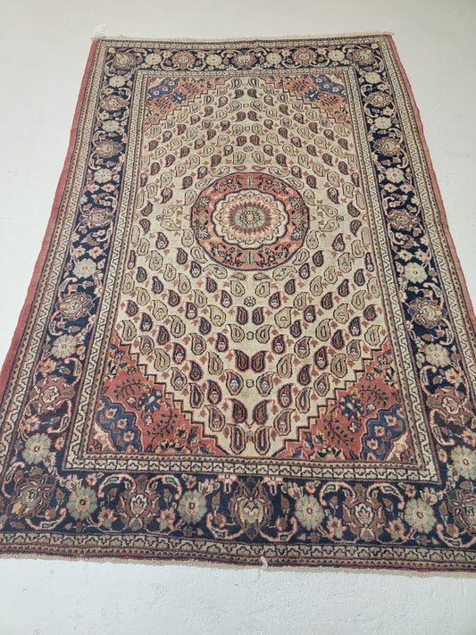Antique Hand-Knotted Wool Area Rug Tabriz 4'2" x 6'5"